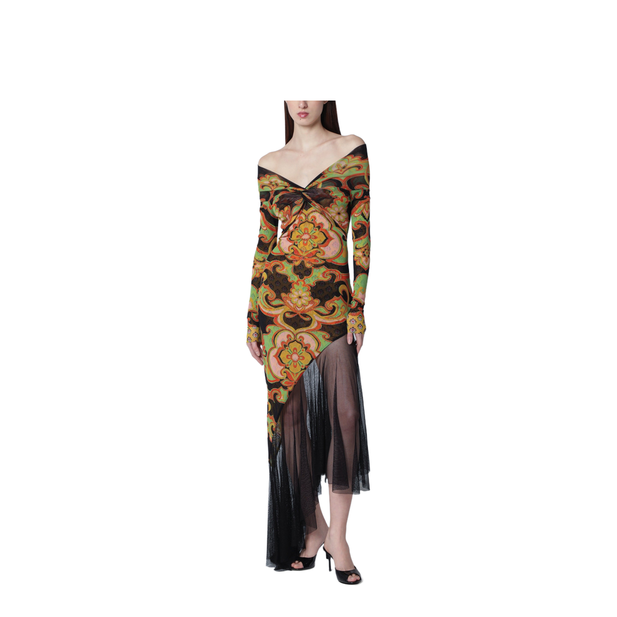 etro asymmetric dress Etro // Pink & Multicolour Ruffled Asymmetrical Floral Dress – VSP  Consignment main image 0