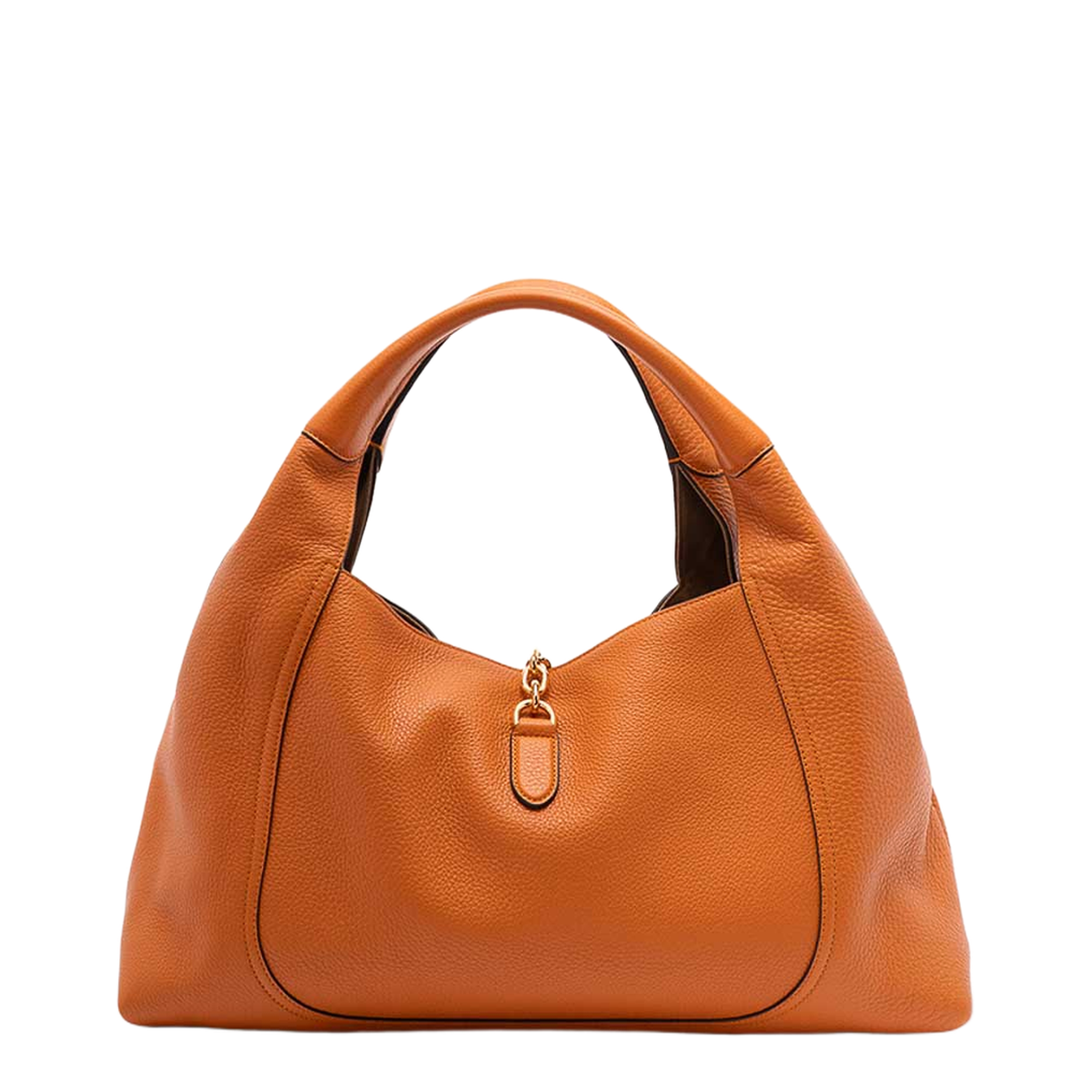 Orange Leather Large Softbit Shoulder Bag