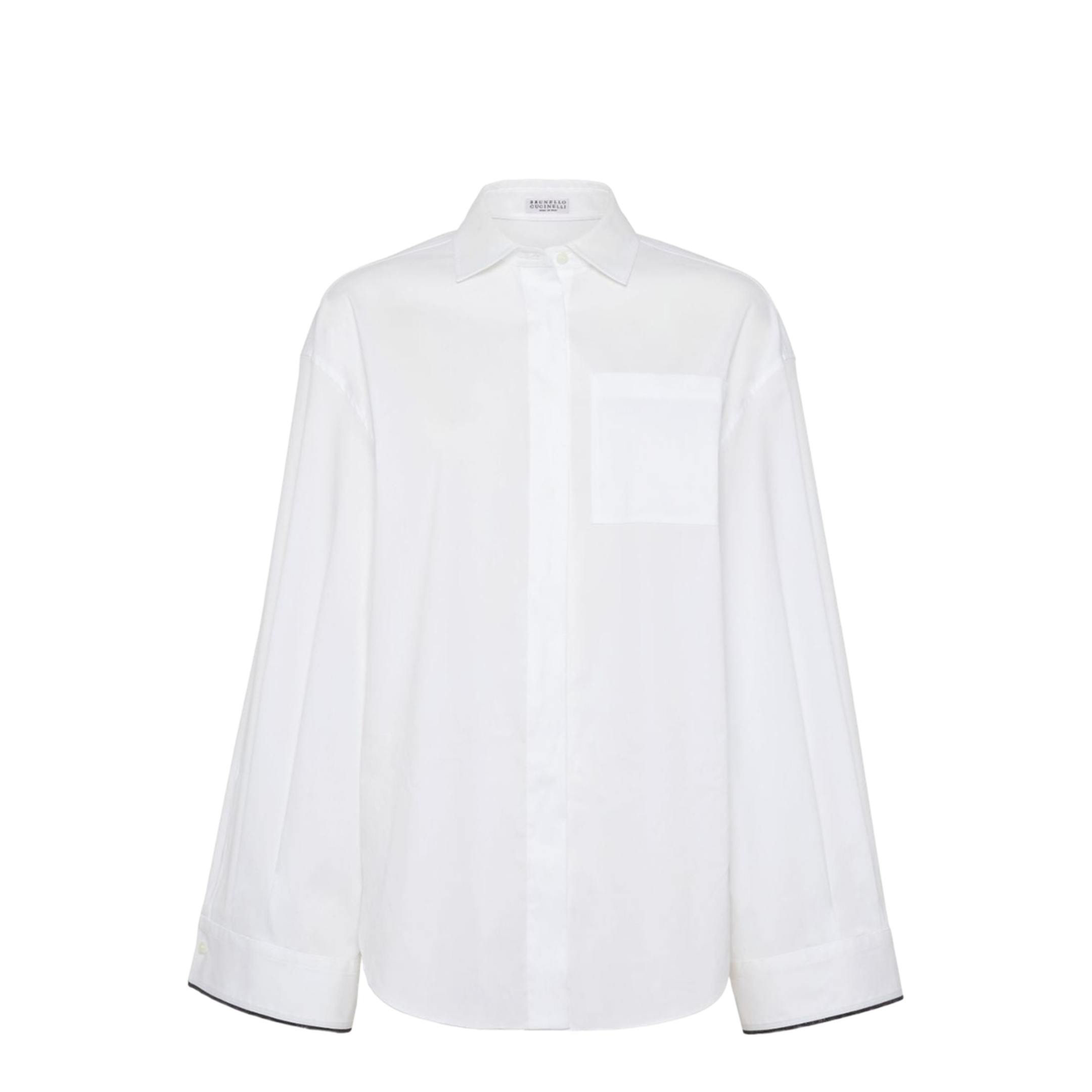 Shiny Cuff Detail Cotton Shirt