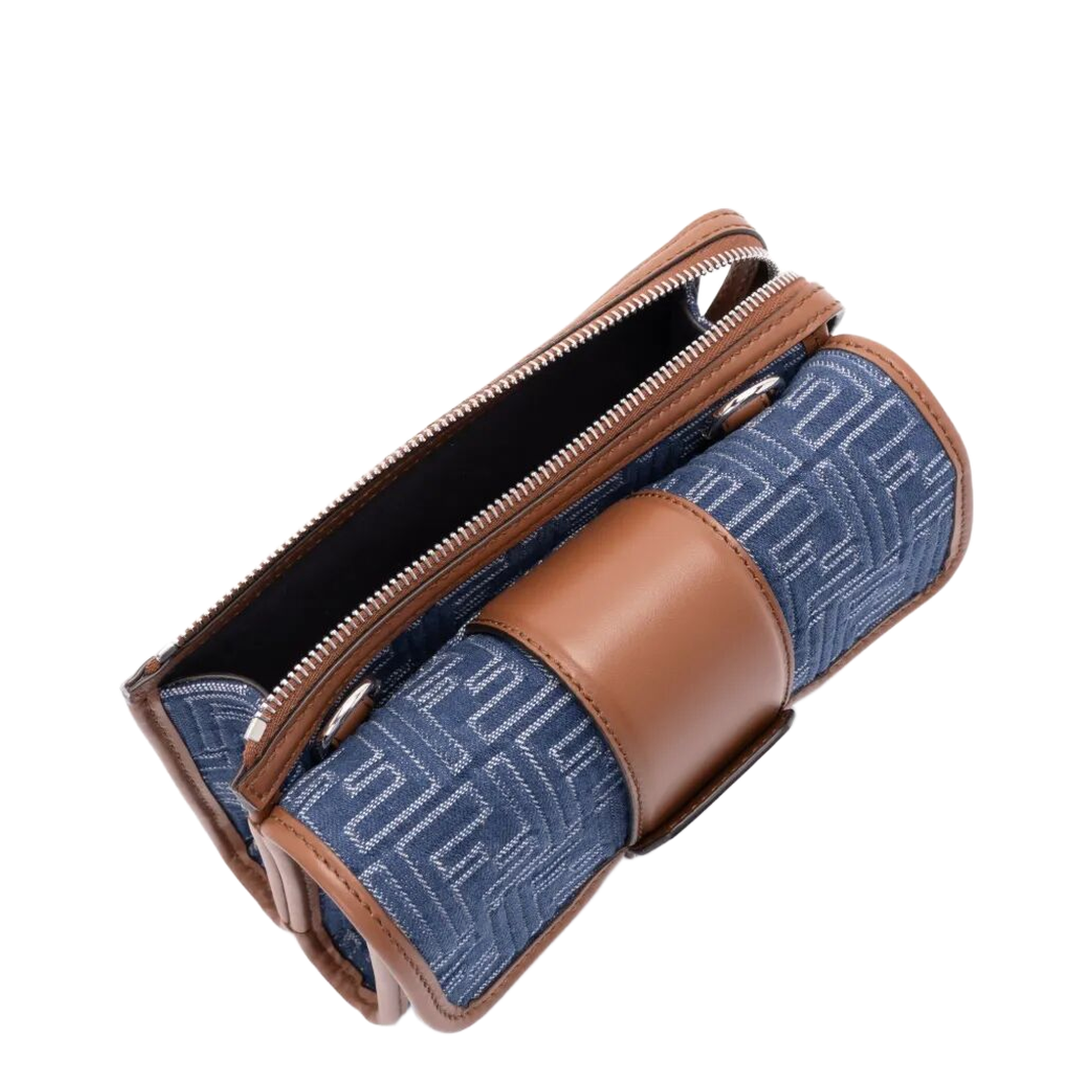 MAYFEYR - Fendi - Denim-Effect Ff Jacquard And Leather Double Baguette Bag - 7VA649AUGO