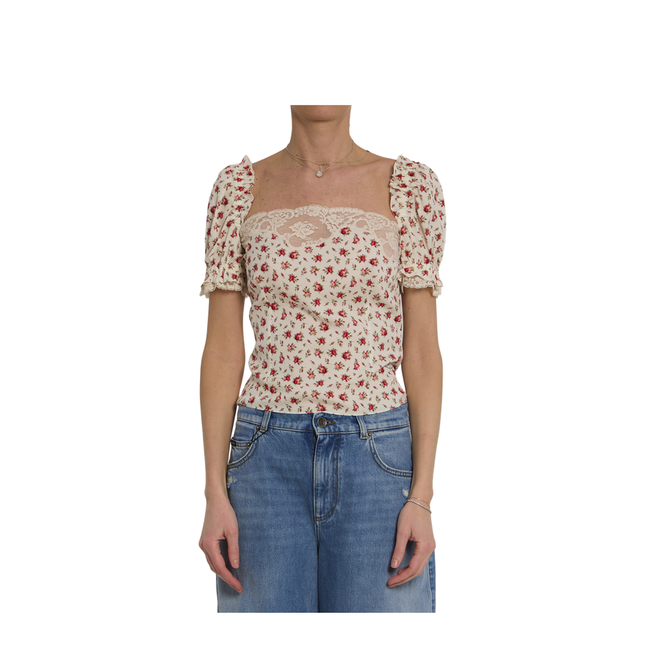 Charmeuse Top with Rose Print