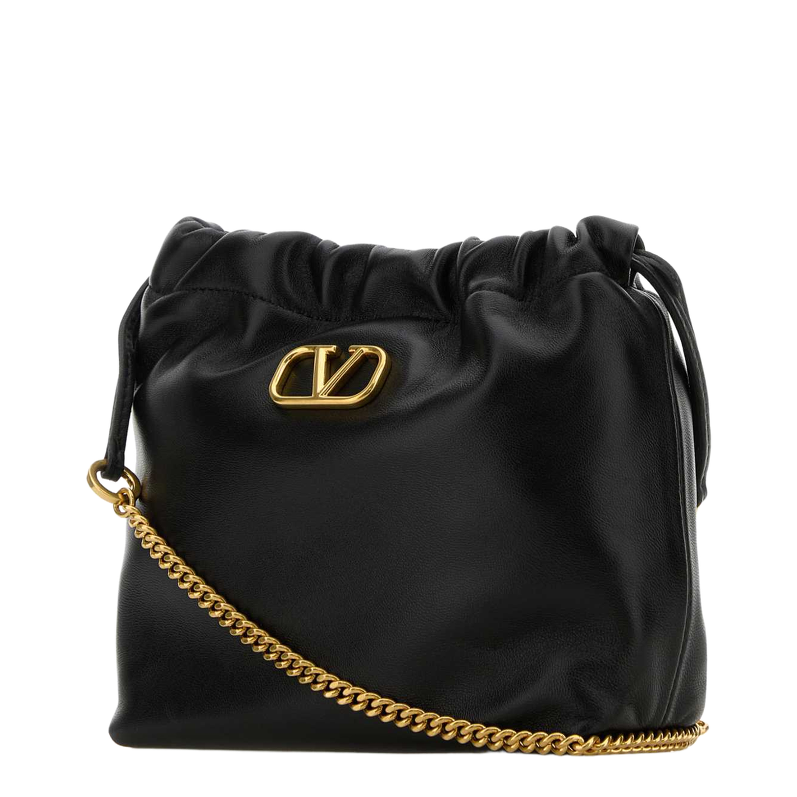 Black Leather Bucket Bag