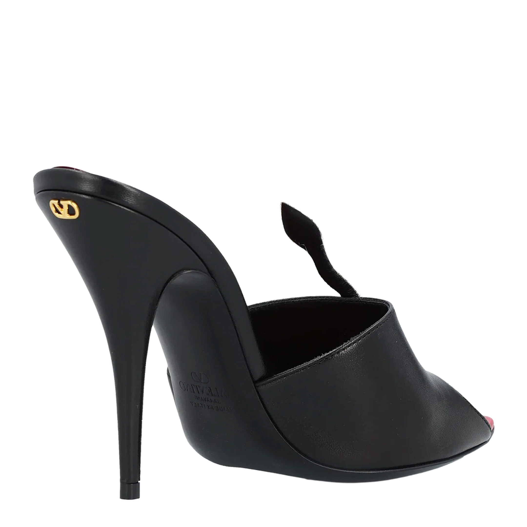 Black Coeur Vipère Slide Sandals in Goatskin