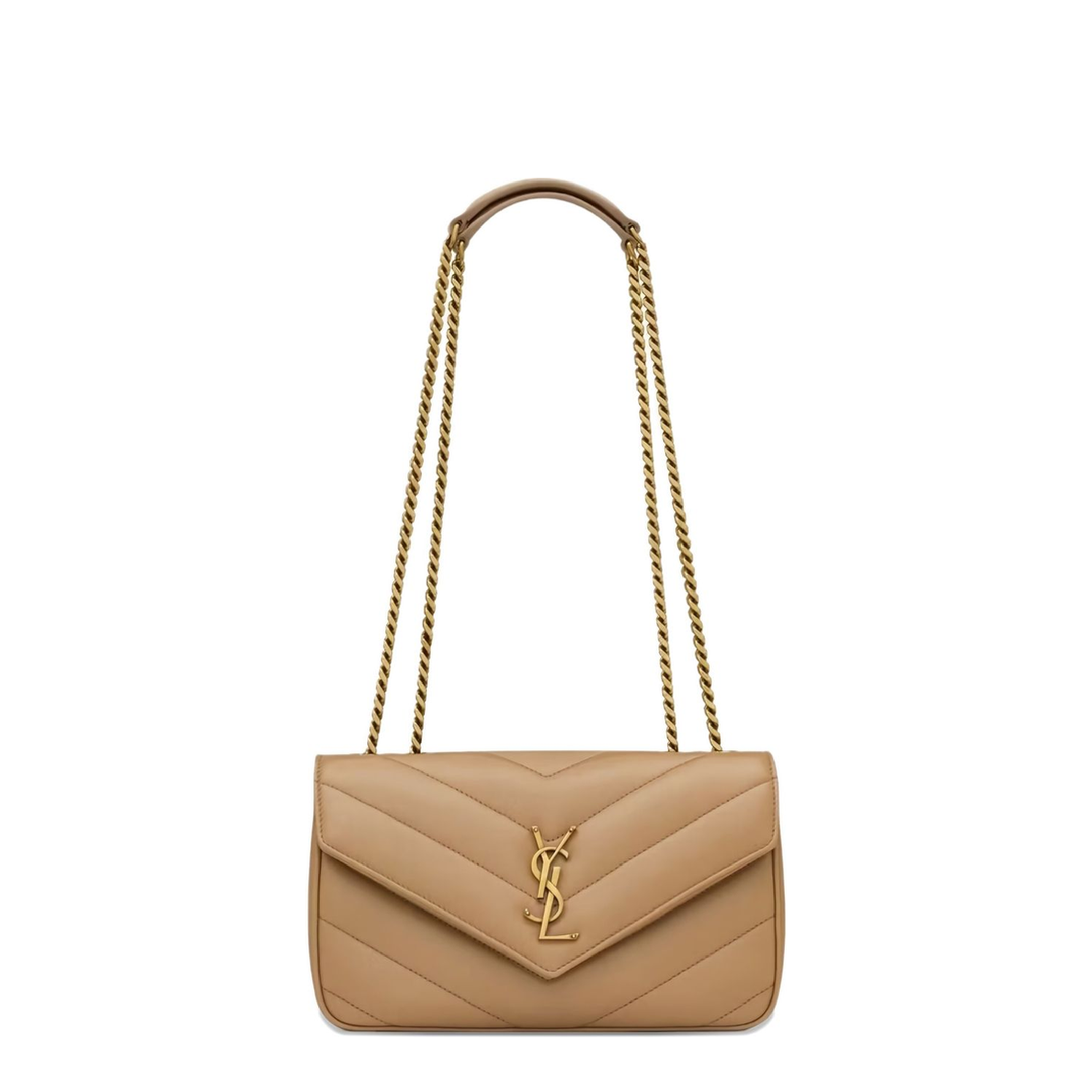 Loulou Small Matelassé Lambskin Crossbody Bag - Natural Tan