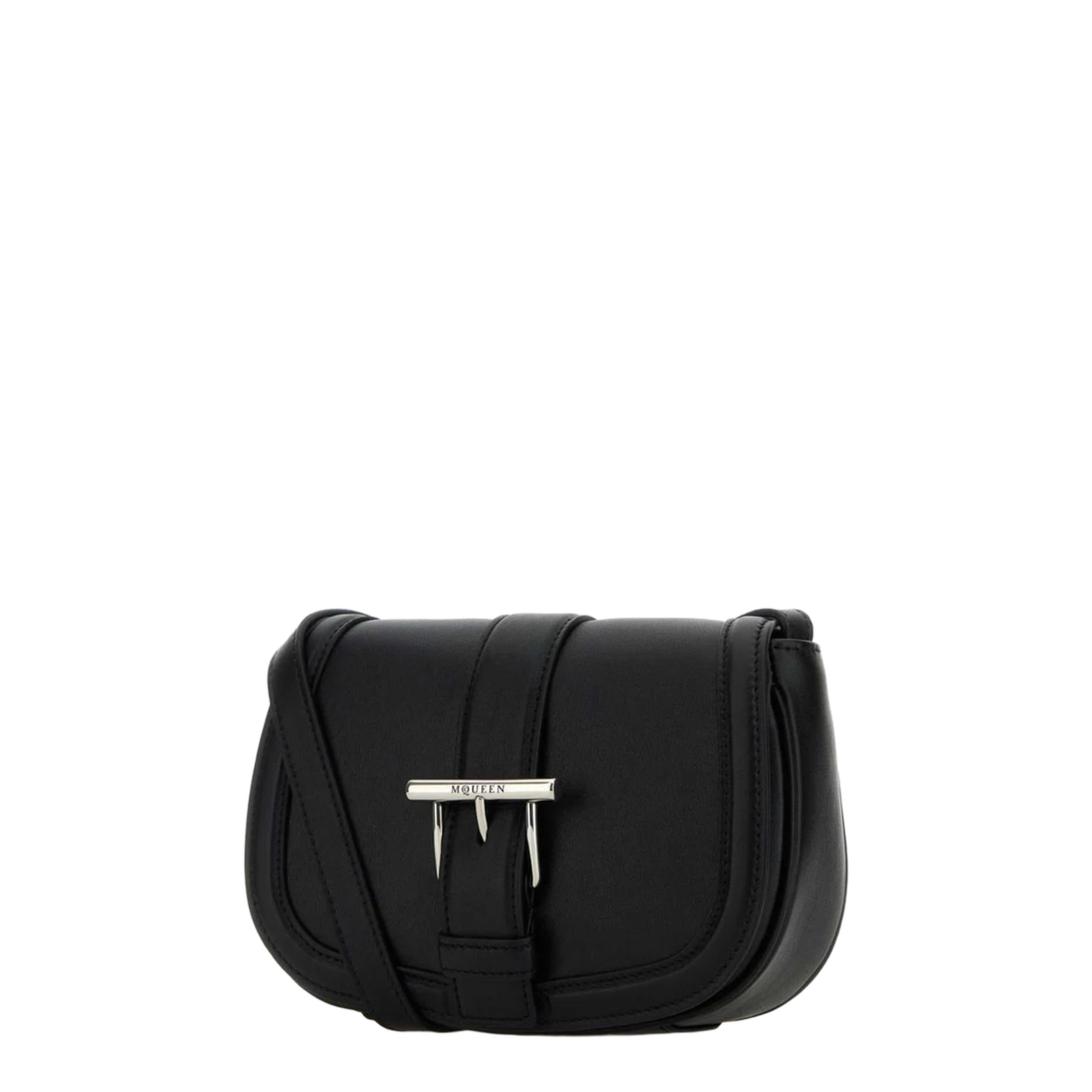 Black Leather Mini Satchel Crossbody Bag
