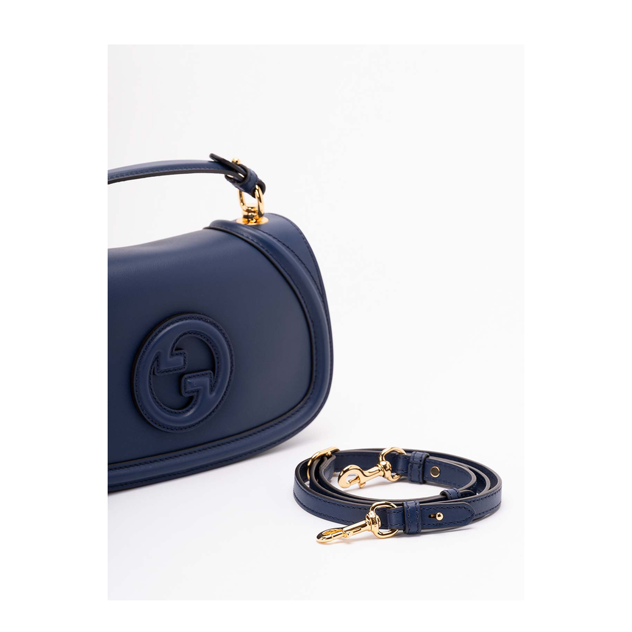 Blondie Medium Top Handle Bag in Blue Leather