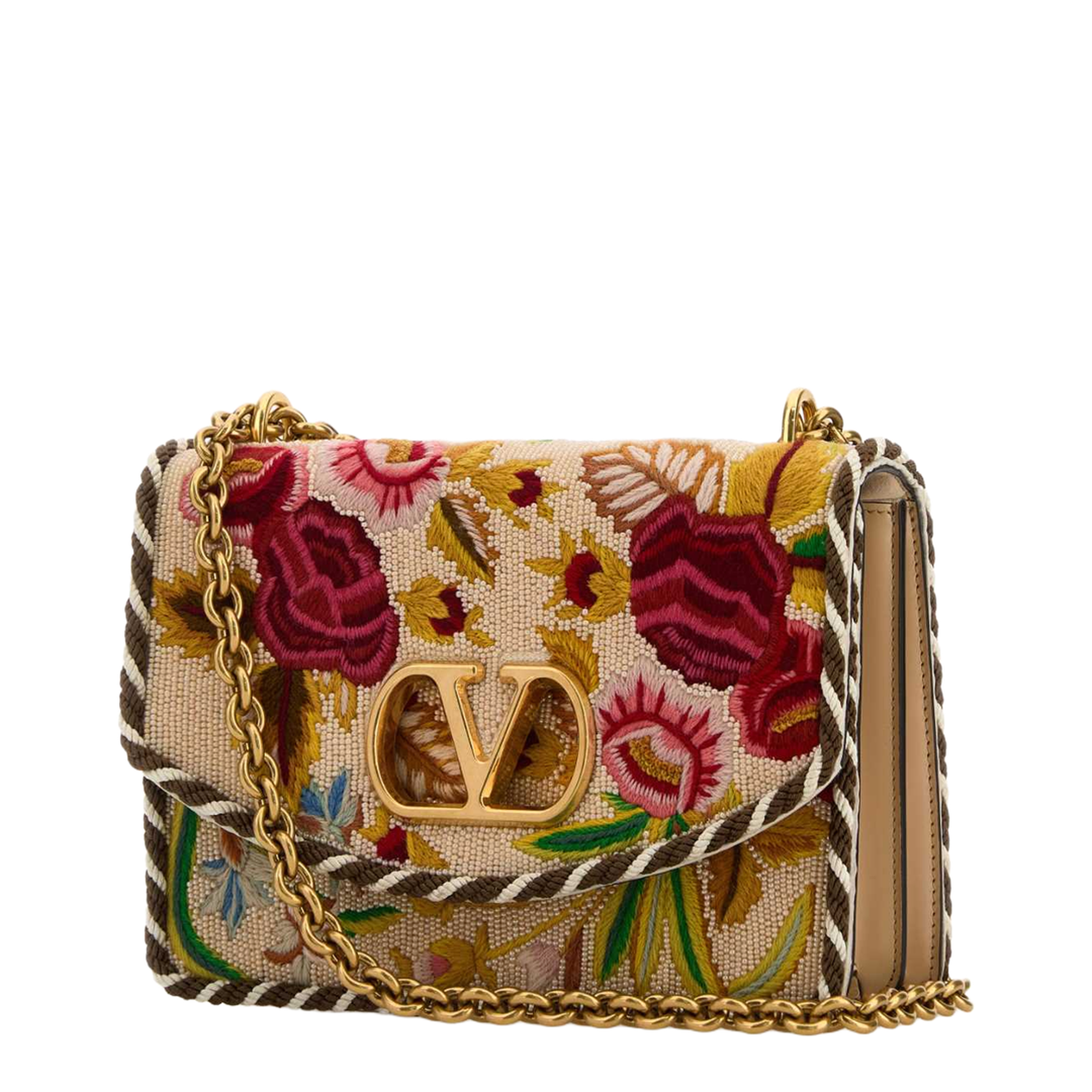 Embroidered Fabric Vain Shoulder Bag