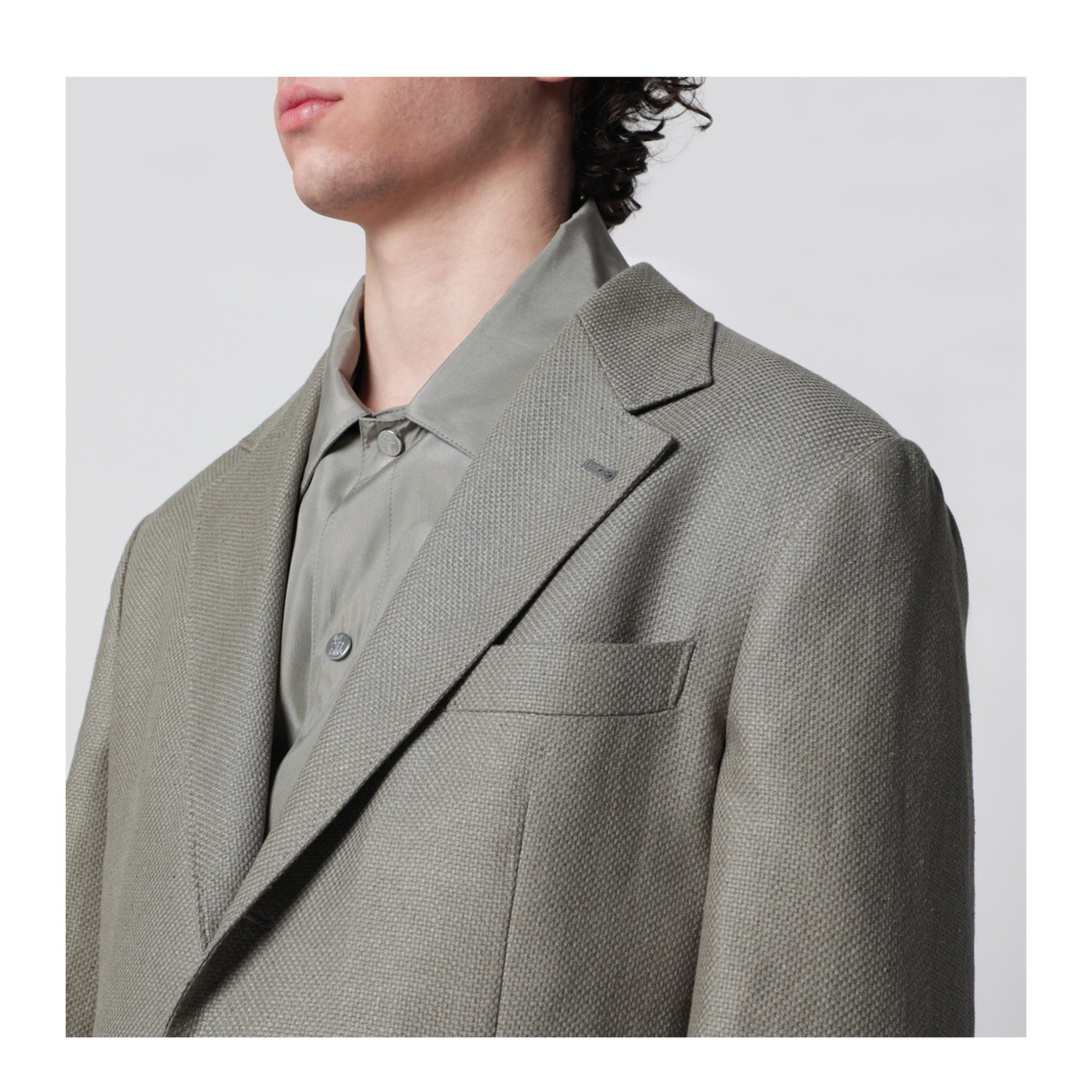 Deconstructed Cavallo Jacket In Khaki Silk Hopsack