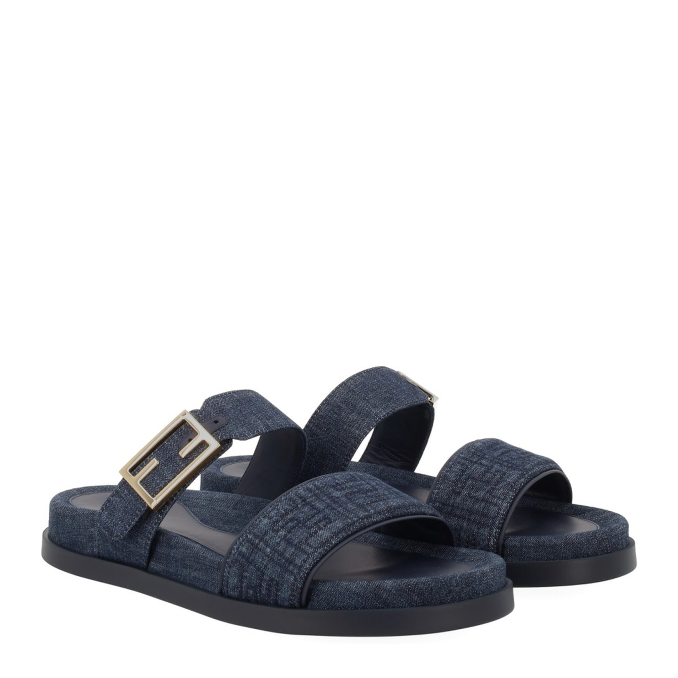 Dark Blue Denim Fabric Slides