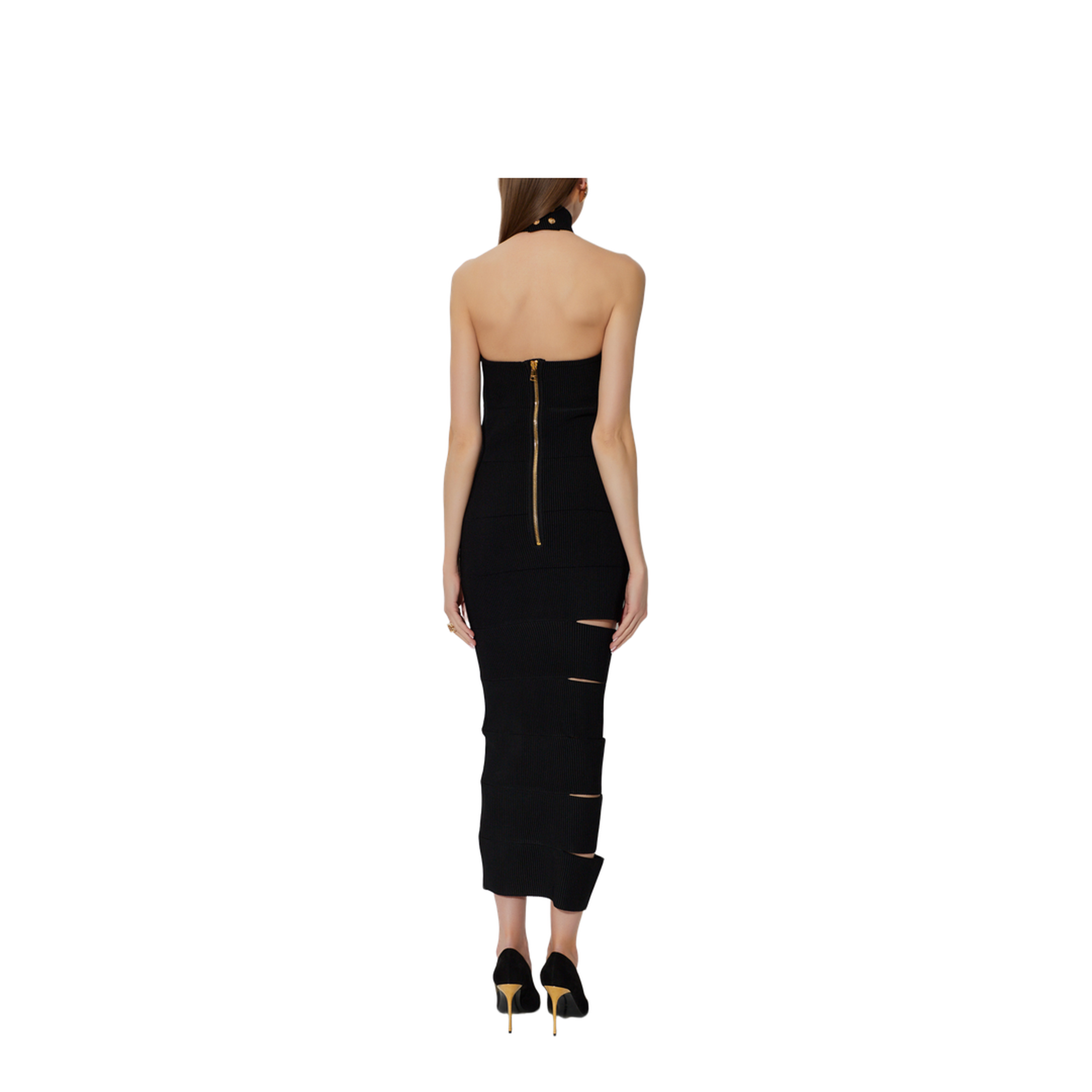 Sleeveless Long Dress with Jewelry Details