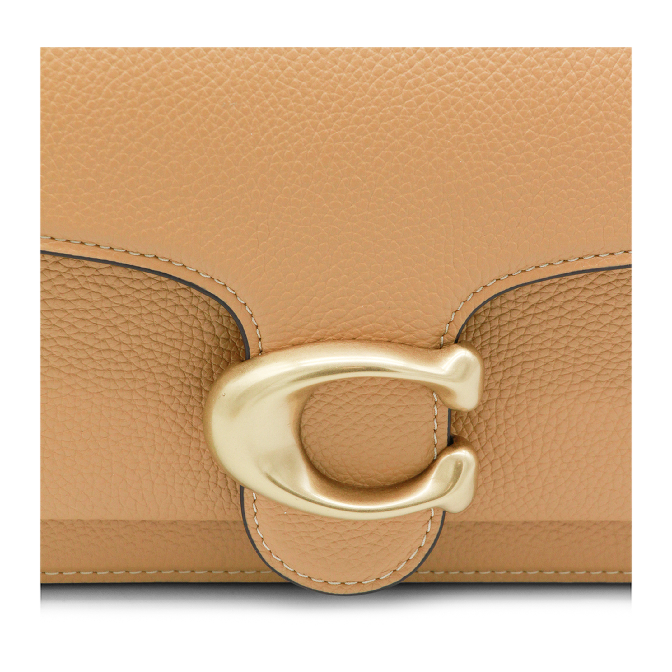 Tabby 26 Polished Pebble Leather Shoulder Bag - Brass/Biscuit