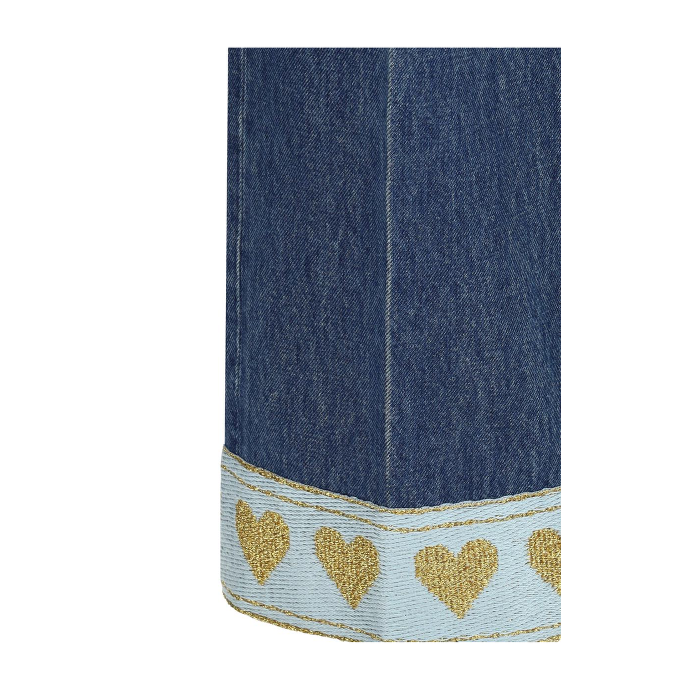 Blue Cotton Straight Leg Jeans