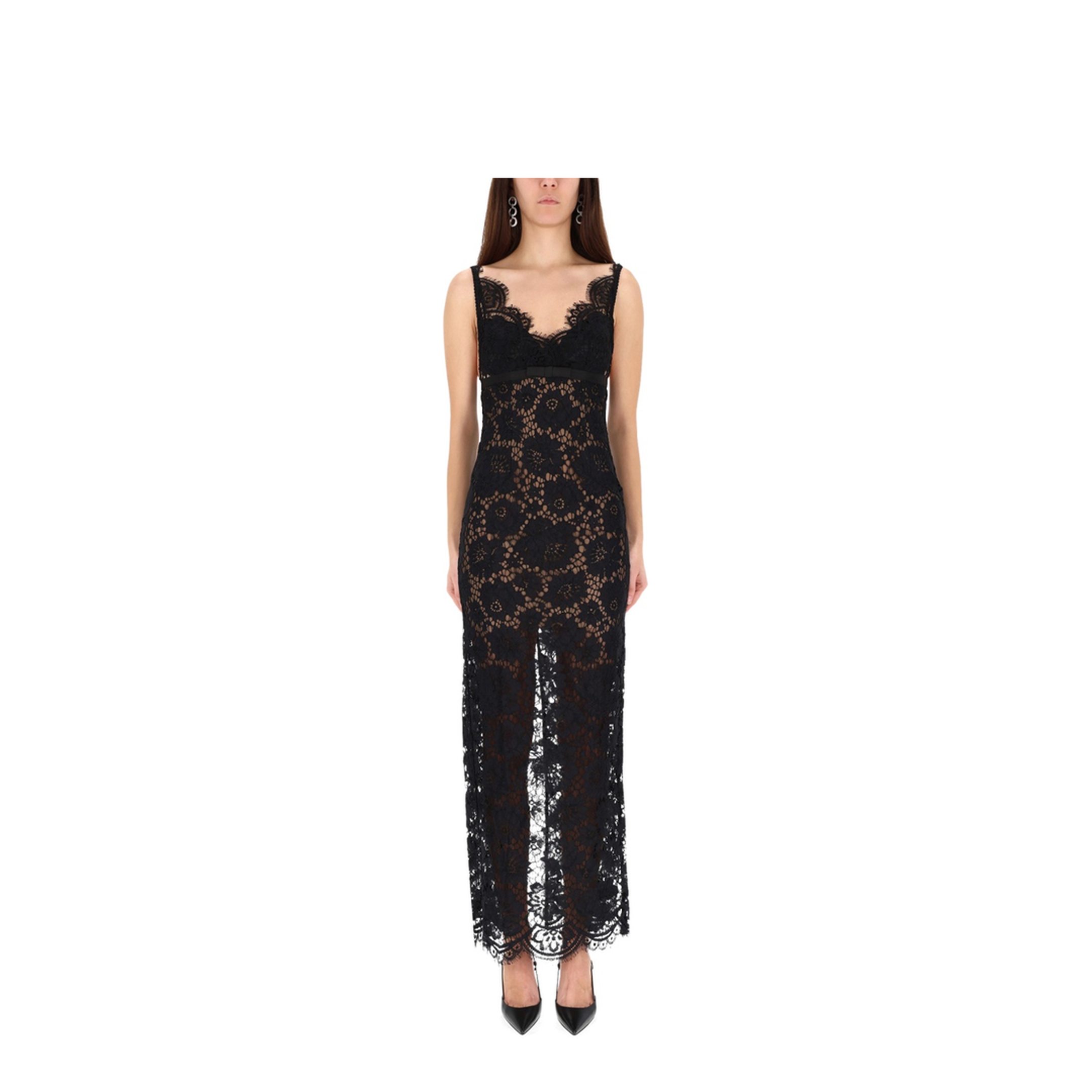 MAYFEYR - Self Portrait - Long Lace Dress - AW25096XBBLACK