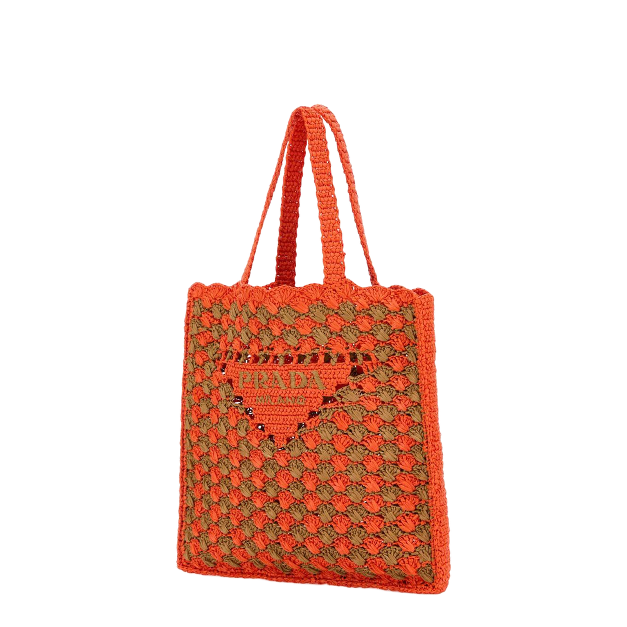 Two-tone Raffia Shopping Bag