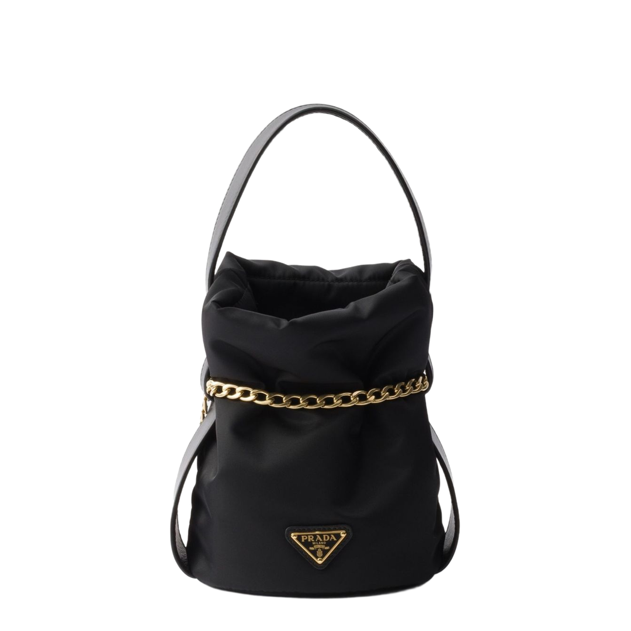 Petit Sac Noir Mini Re-Nylon and Nappa Leather Bucket Bag - Black