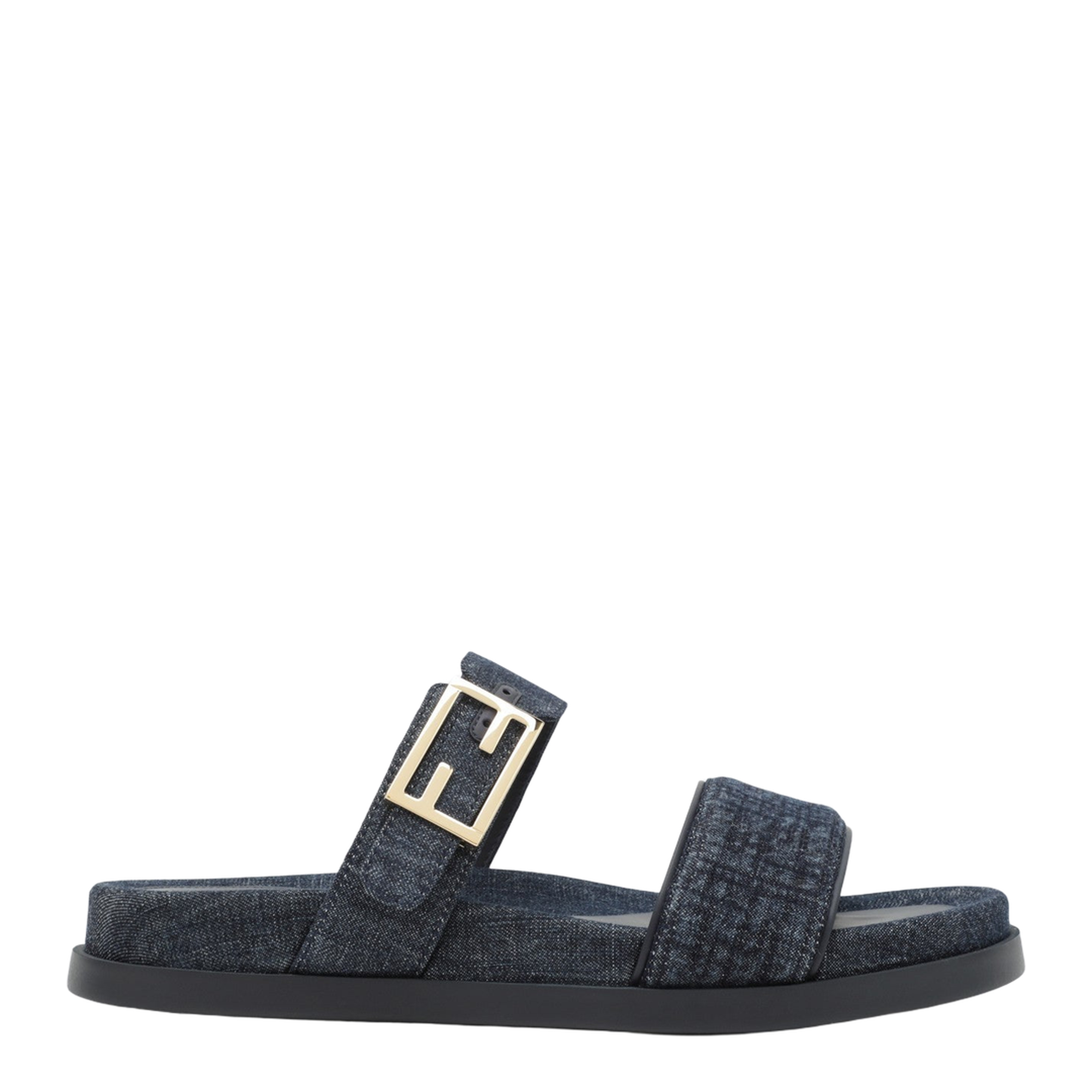 Dark Blue Denim Fabric Slides