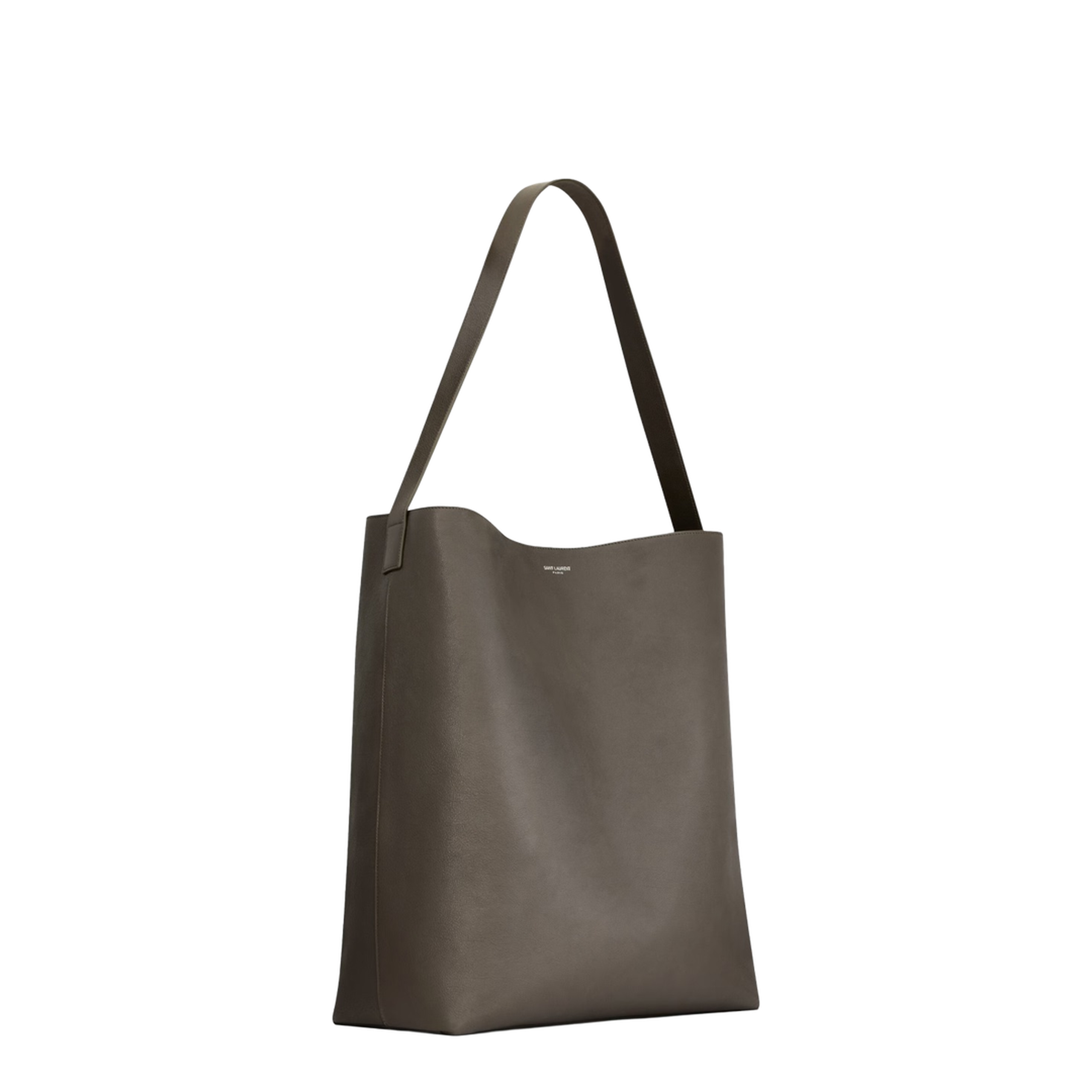 Bold Hobo Bag in Leather in Grey & Silver