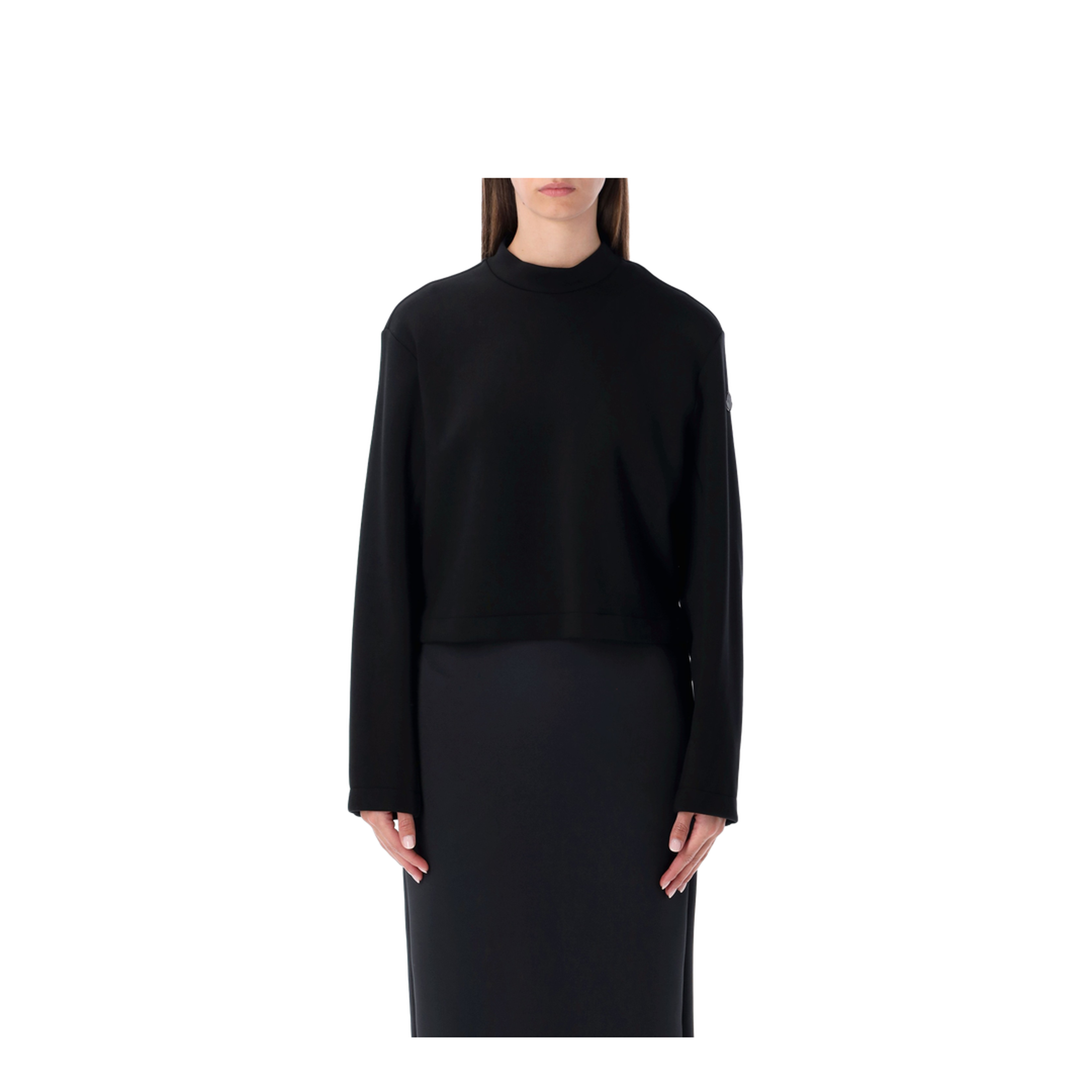 Black Sweatshirt with Asymmetric Hem