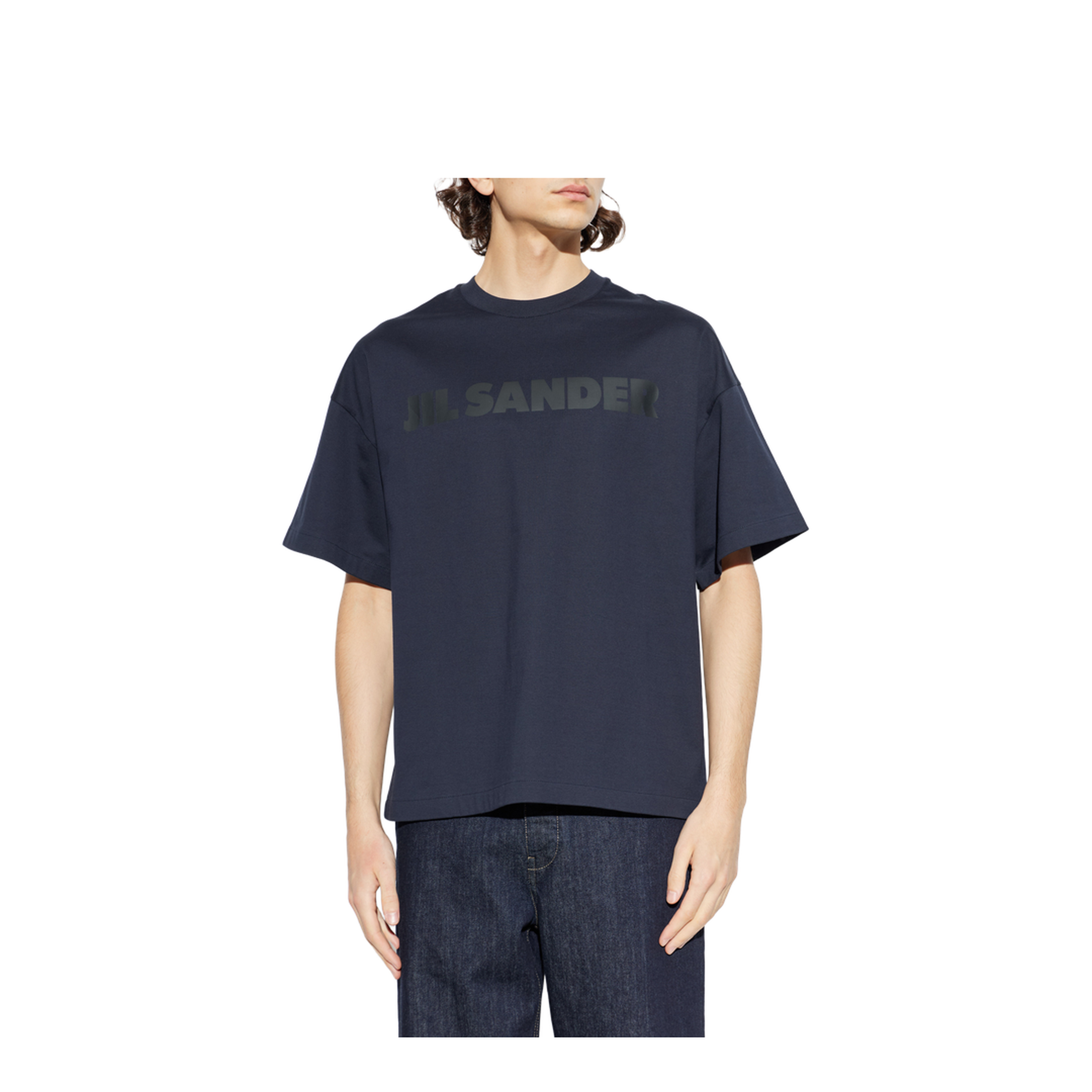 Men's Logo Letter Cotton T-Shirt Blue