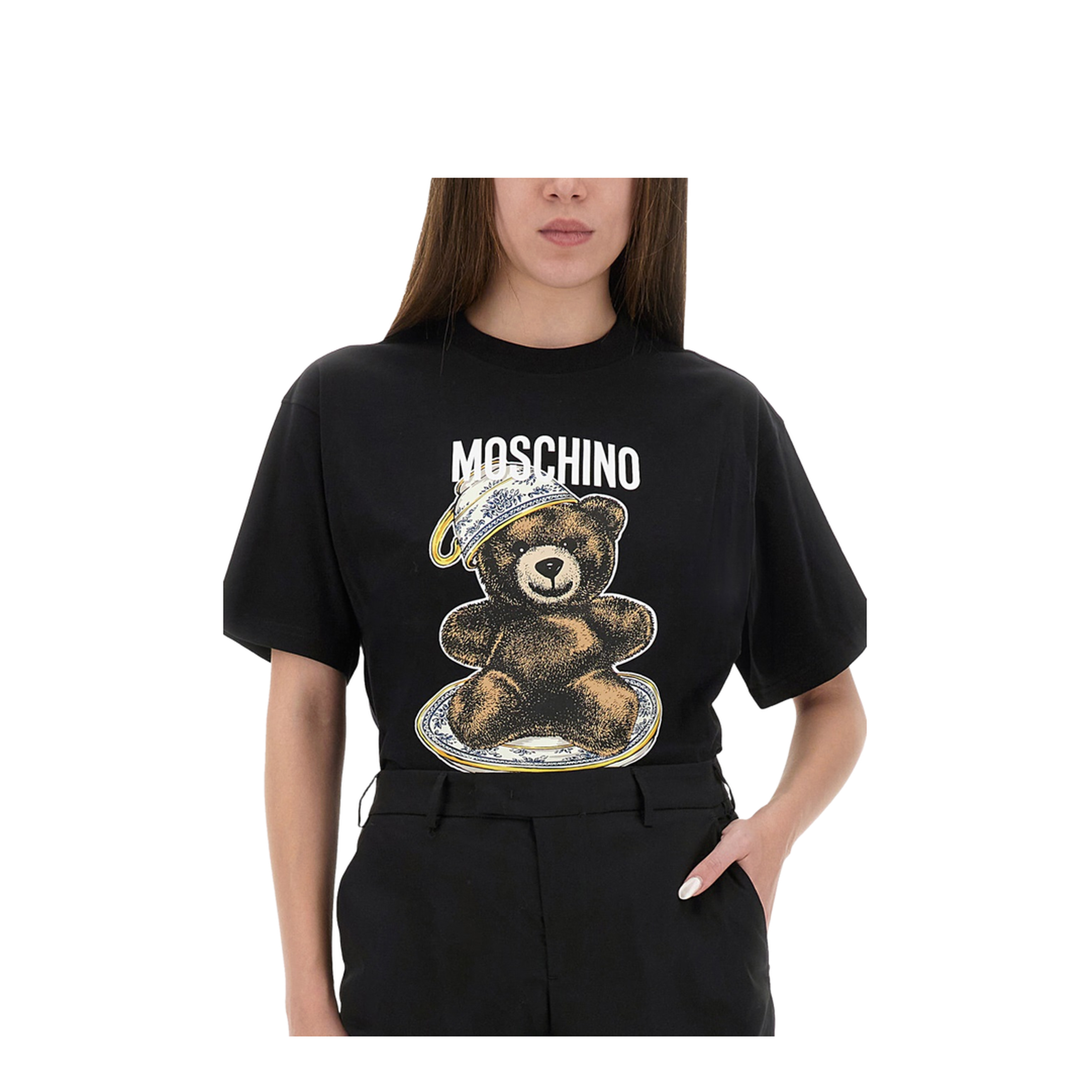 Organic Cotton Jersey T-Shirt with Teddy Bear Print