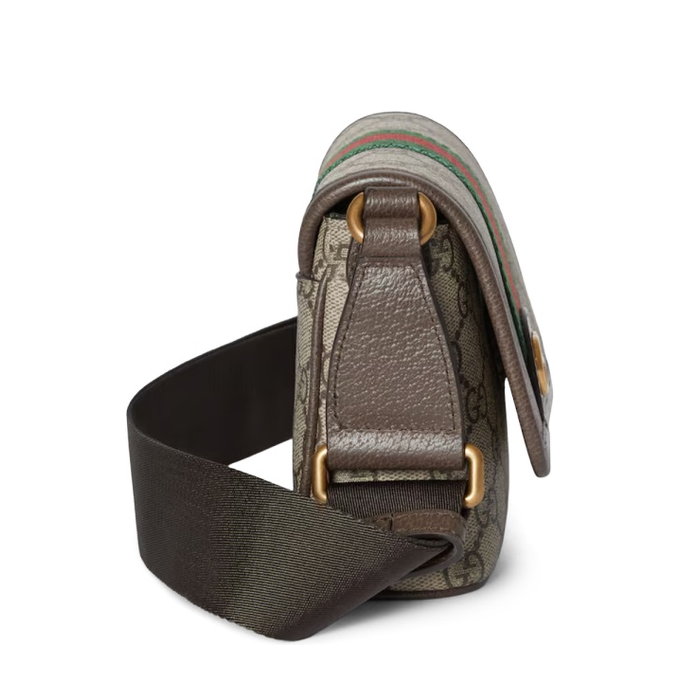 Ophidia Mini Bag Coated Fabric Crossbody - Beige/Dark Brown