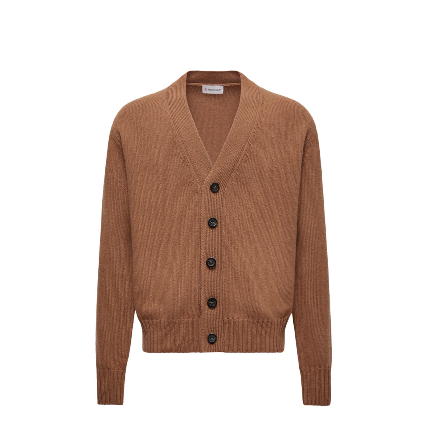 Camel Beige V-Neck Wool Cardigan