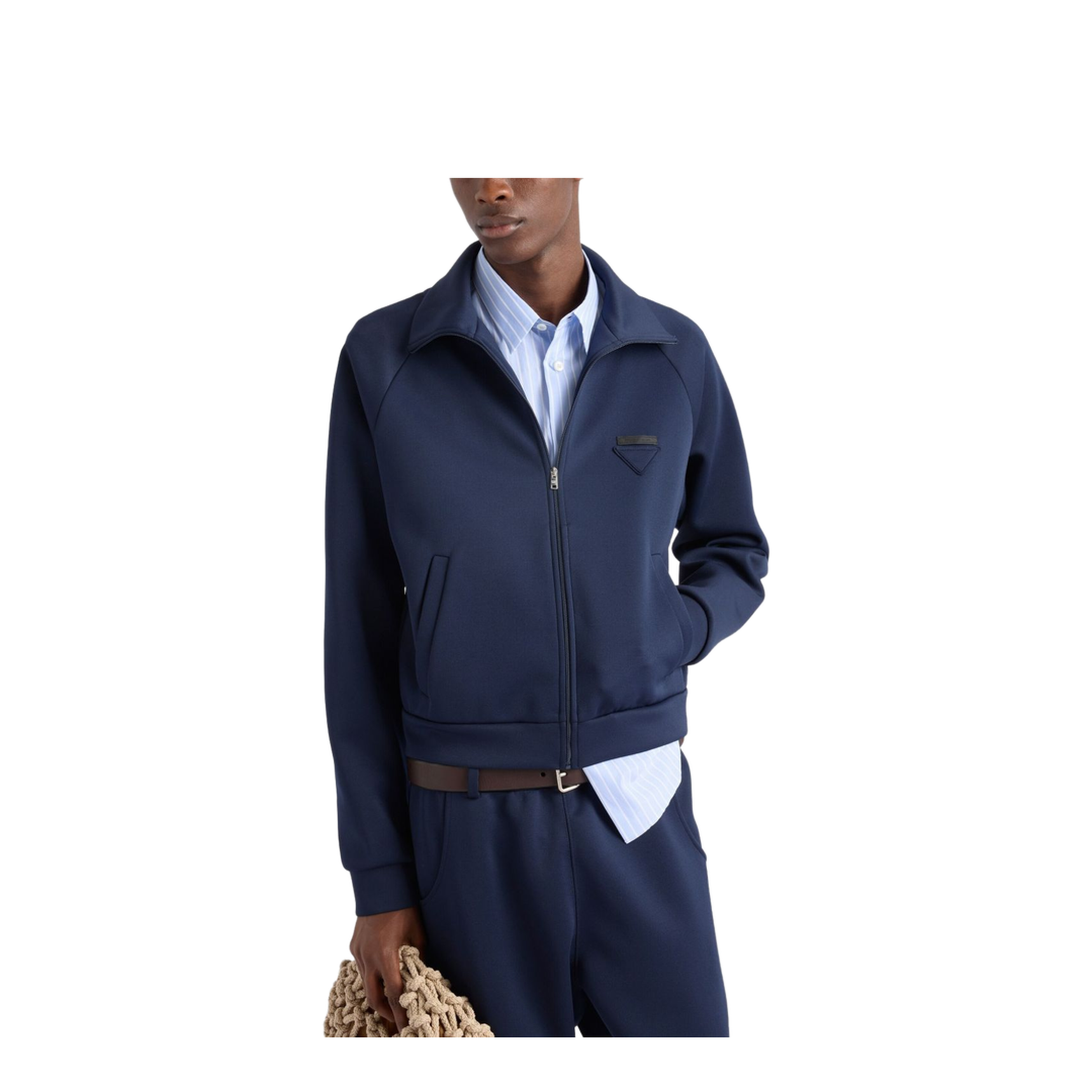 Zip Sweatshirt in Technical Fabric Blue