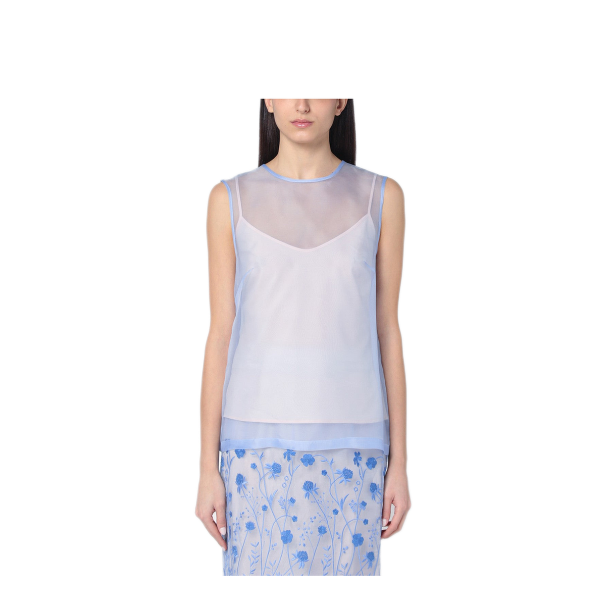 MAYFEYR - Parosh - Sky Blue Tank Top In Silk - D313076CO046
