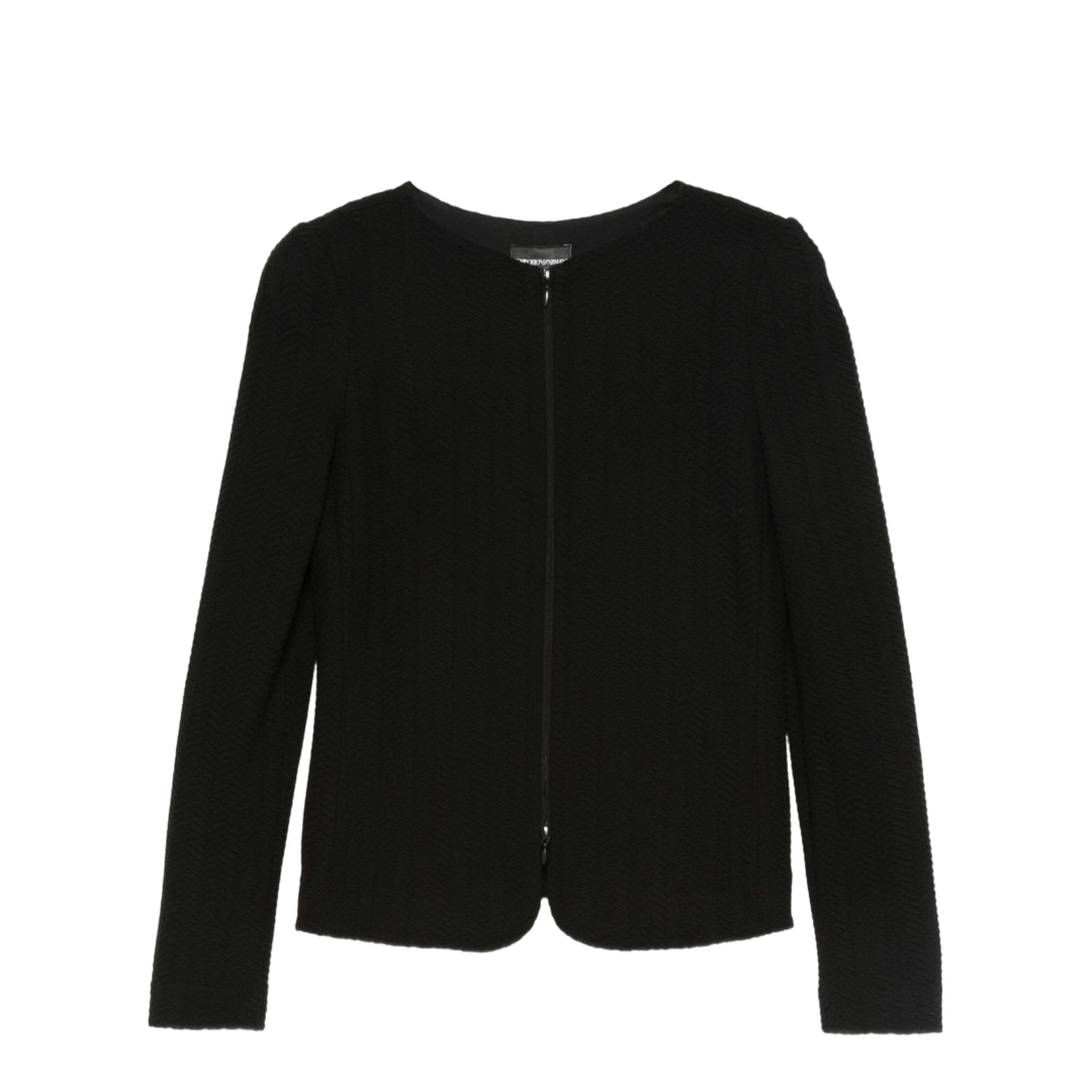 Chevron Motif Jersey Zip-Up Jacket