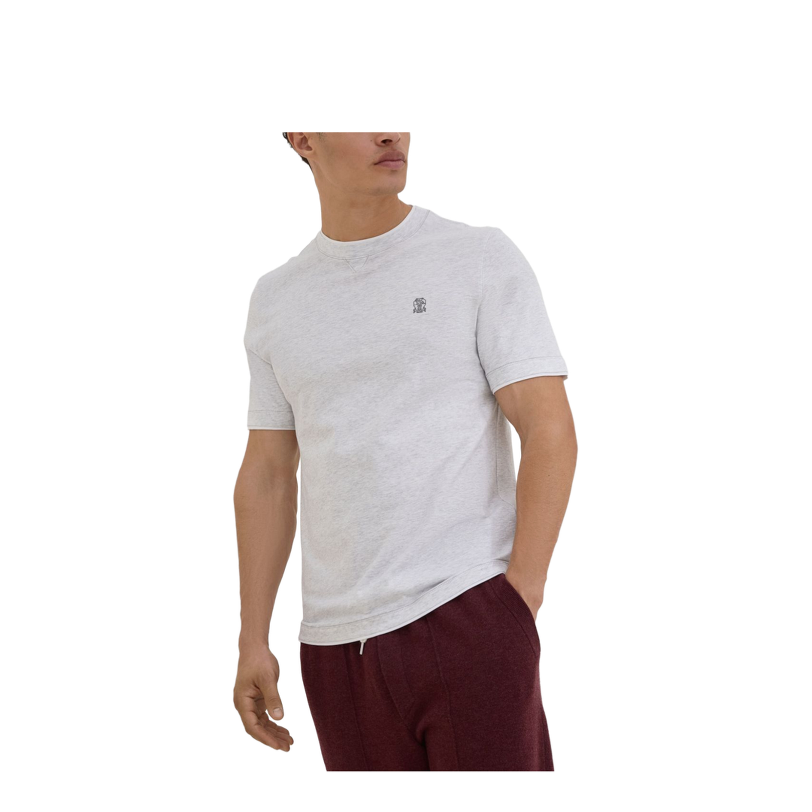 T-Shirt with Faux-Layering in Pearl Grey
