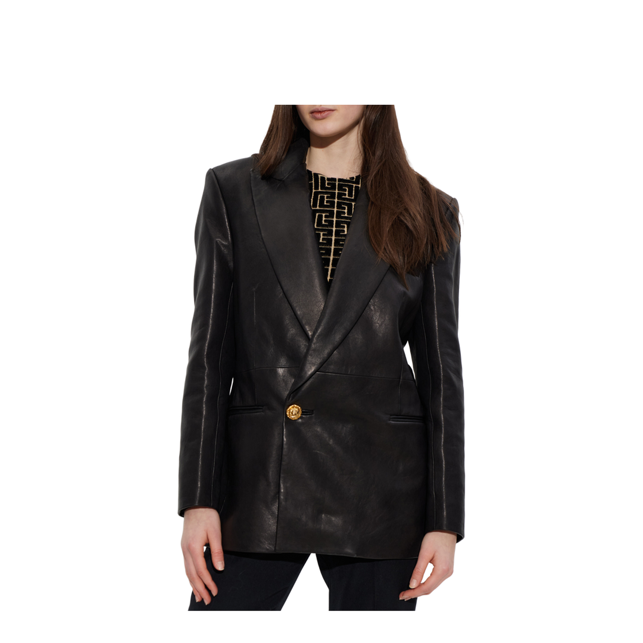 Women's Leather Blazer Black