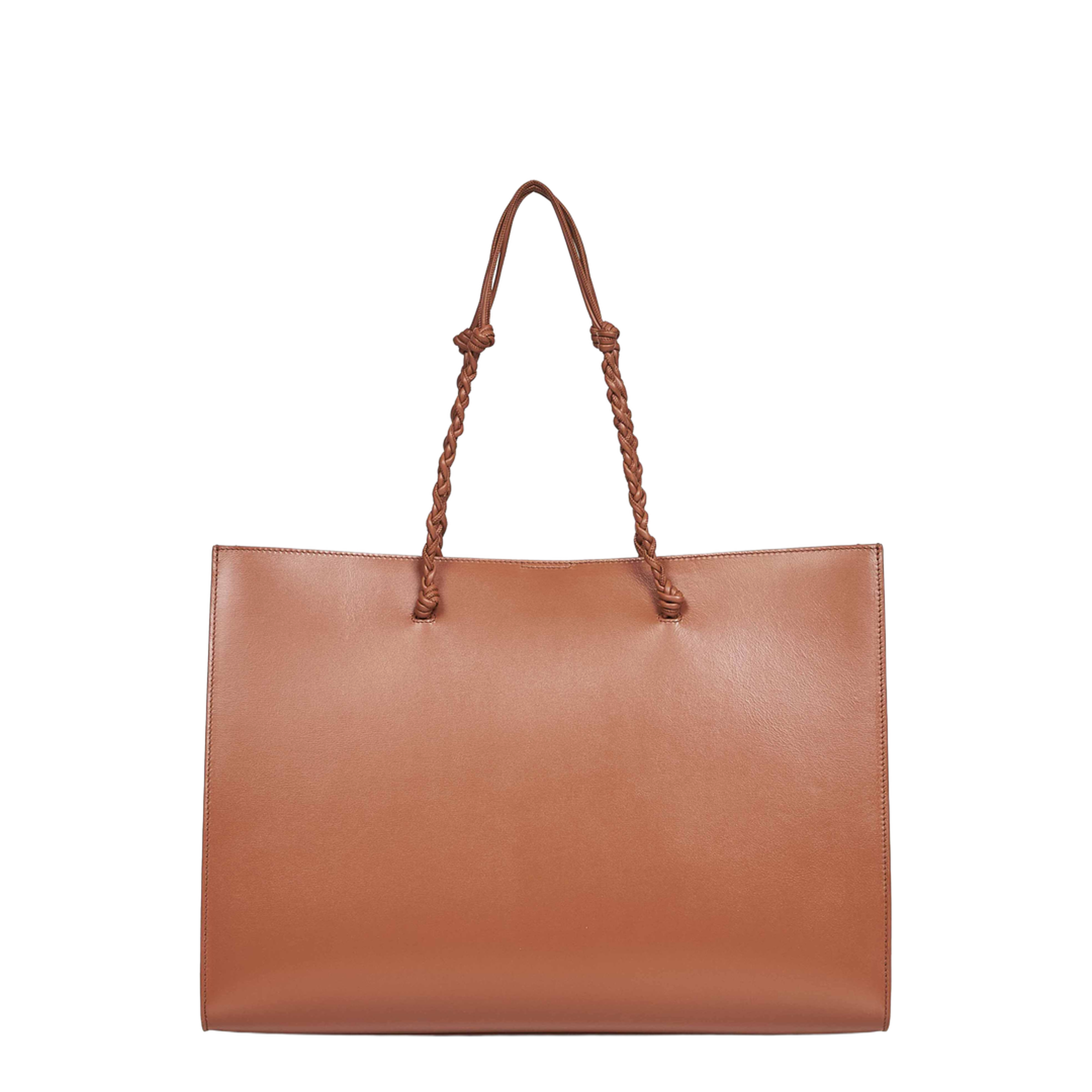 Tangle Knotted Handle Leather Tote Bag - Tan