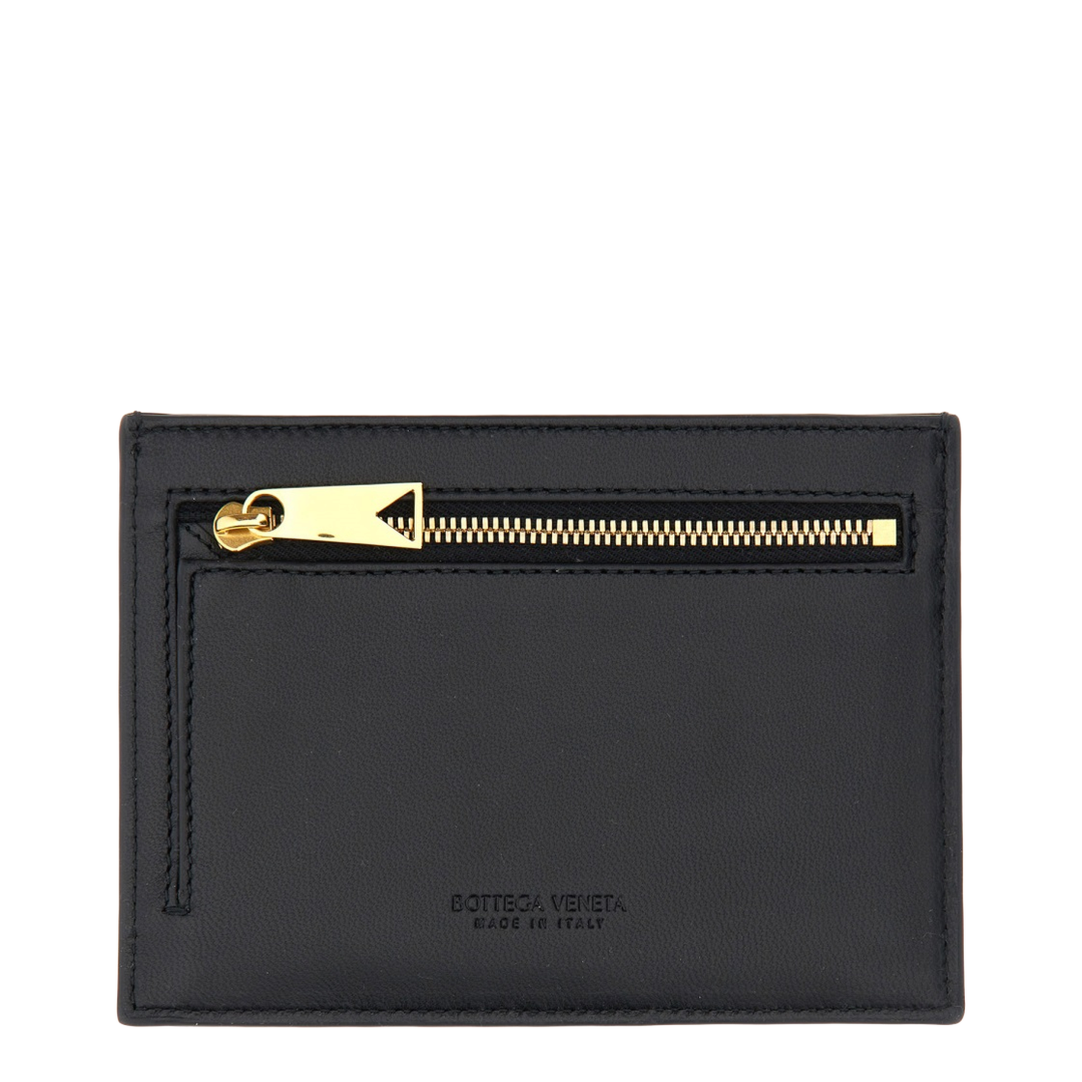 Intrecciato Leather Card Holder - Black