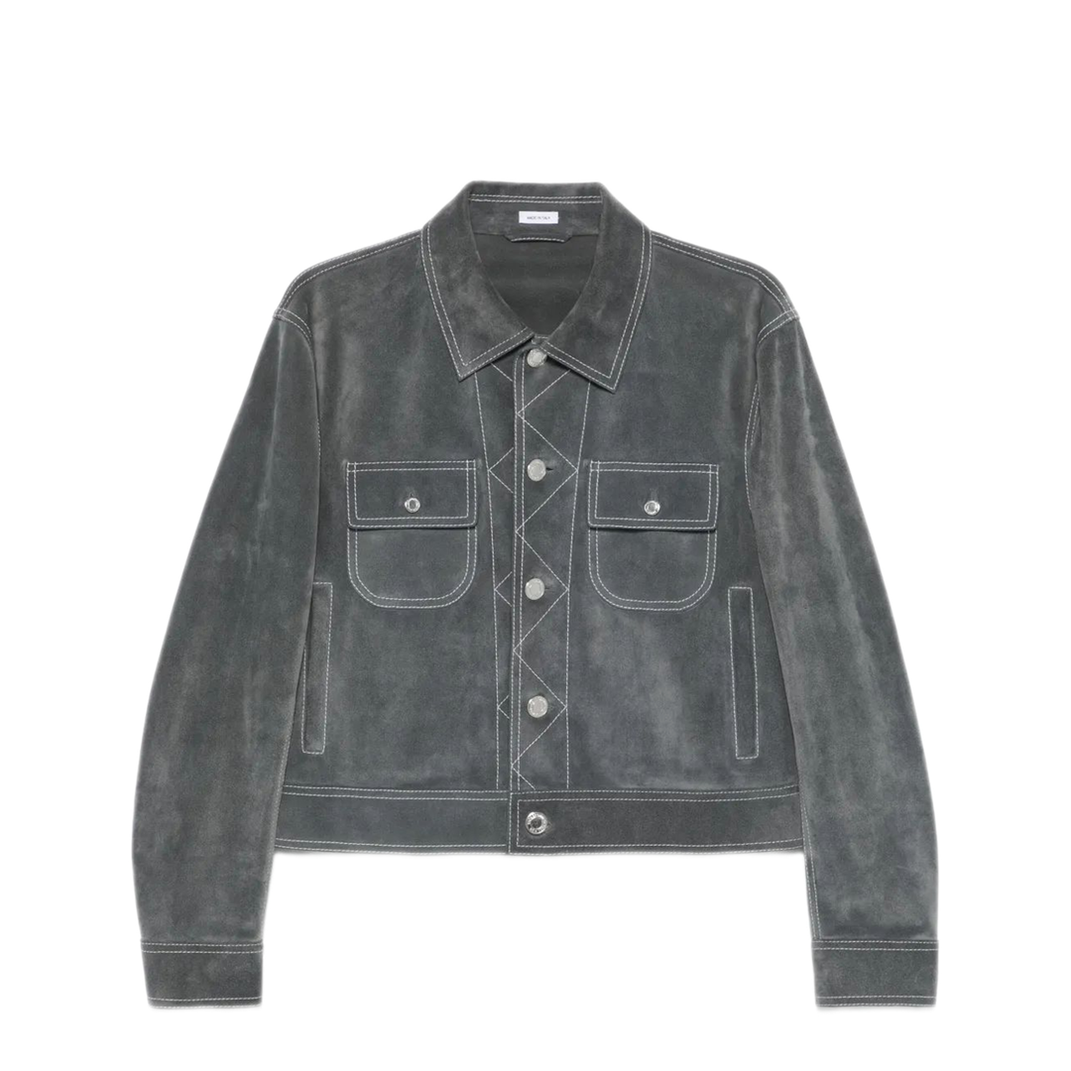 MAYFEYR - Thom Browne - Backstrap Utility Jacket W/ Contrast Stitching In Calf Suede - MJO243XL0138045
