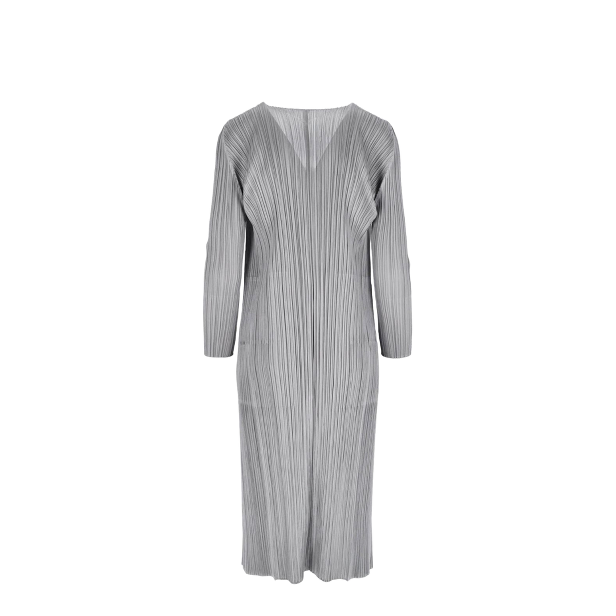 Pleated Long Cardigan in Gray
