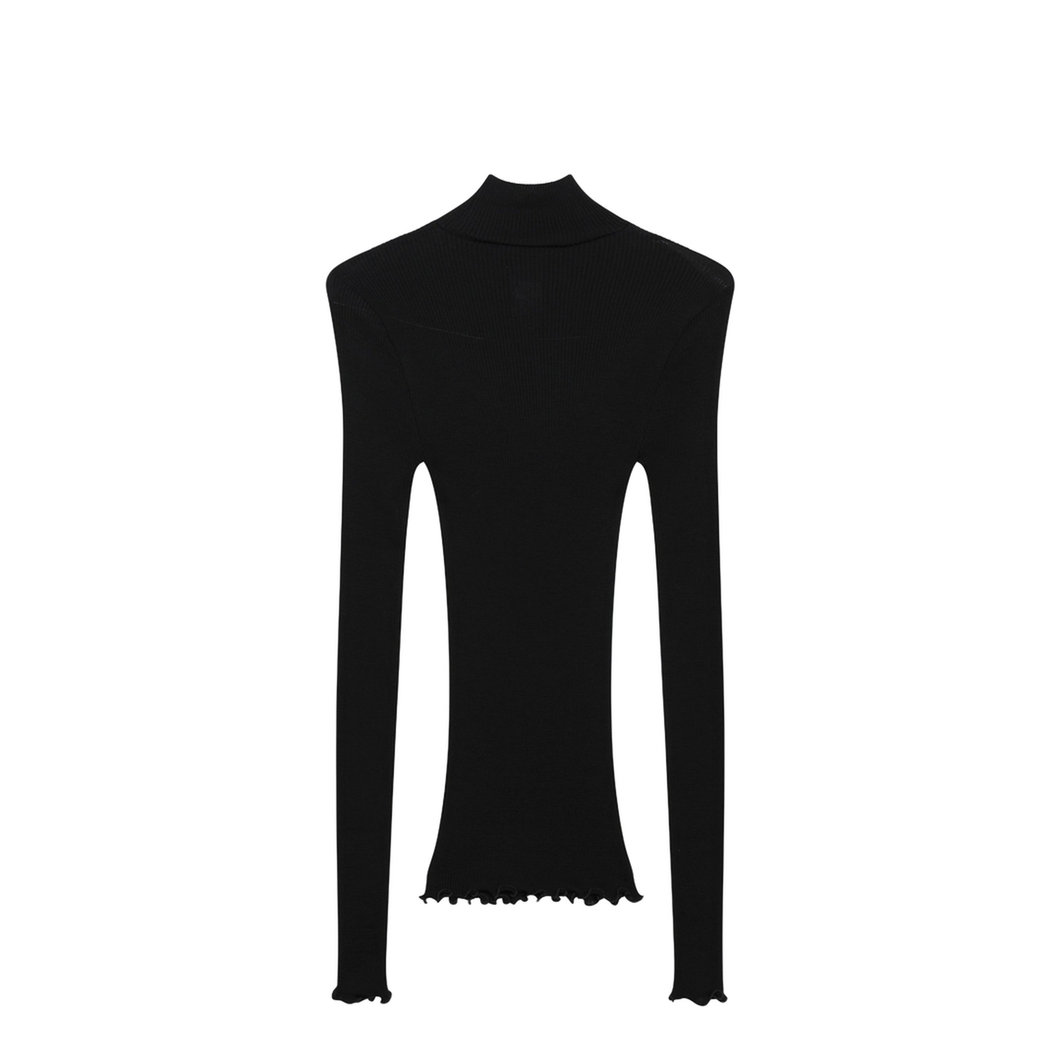 MAYFEYR - Prada - Black Ribbed Turtleneck Sweater With Triangle Logo - 39700OOO6080F0002