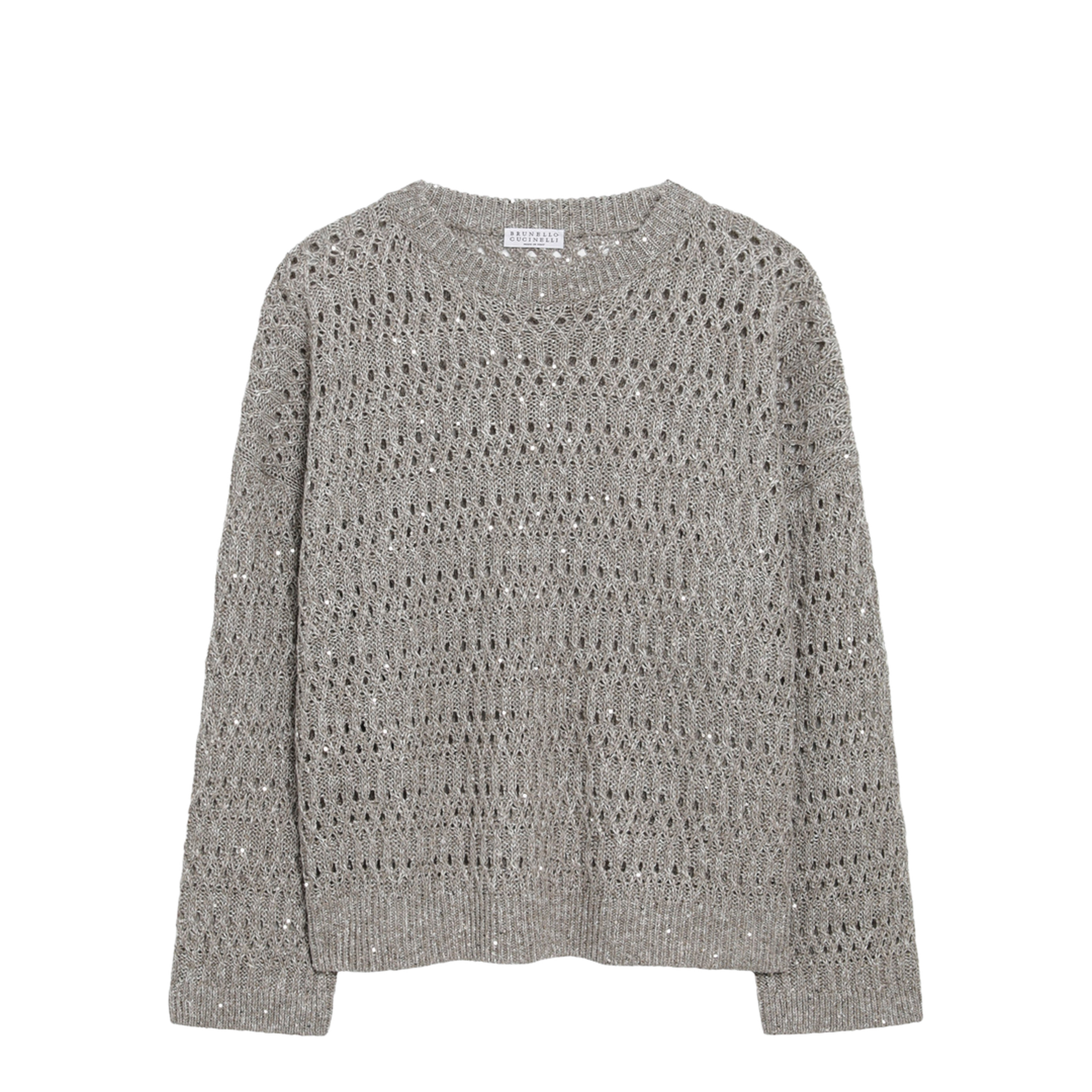 Crochet Crewneck Sweater with Sequins