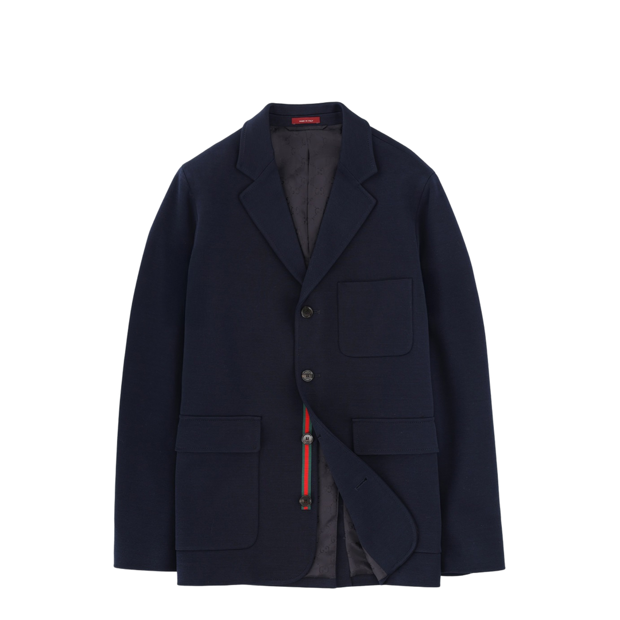 Single-breast Cotton Jersey Jacket in Dark Blue