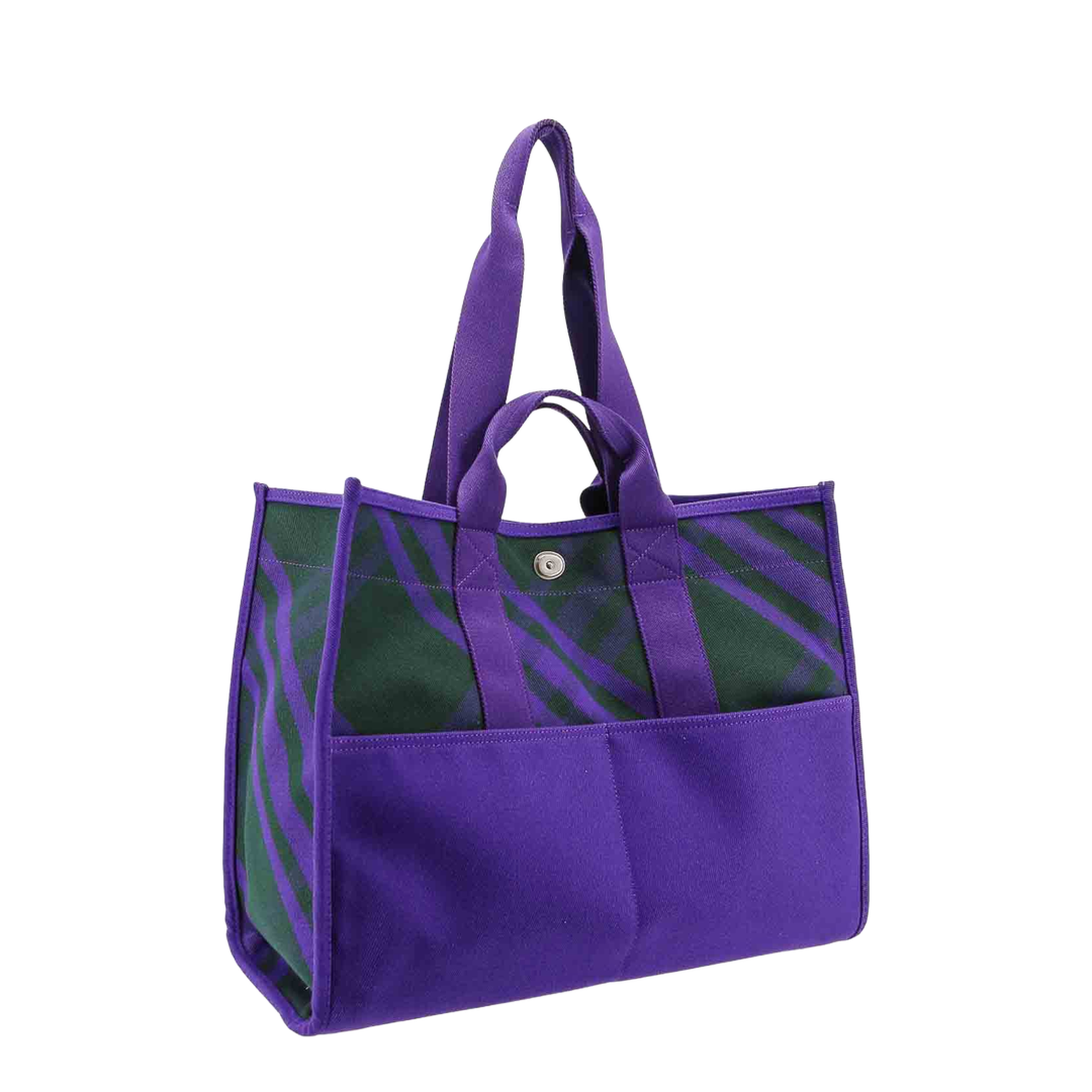 Canvas Shoulder Bag Check Motif