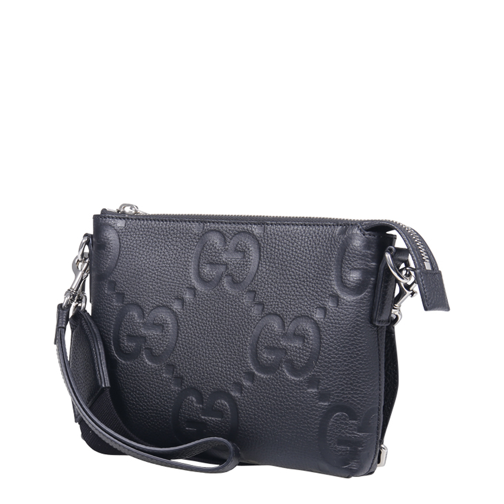 GG Jumbo Small Leather Crossbody Bag - Gray