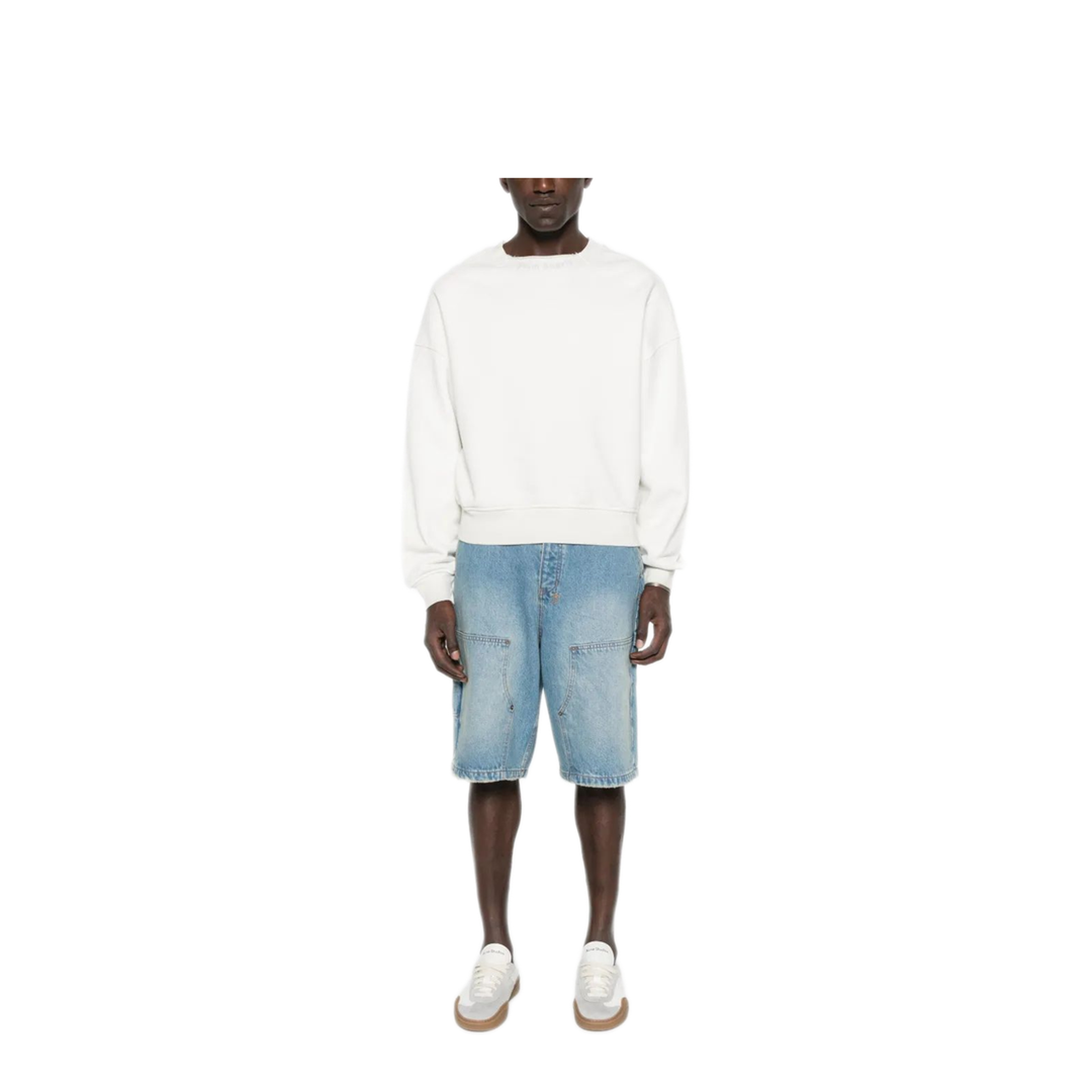 MAYFEYR - Palm Angels - Curved Logo Loose Collar Crew Off White - PMBA08KF25FLE001030B