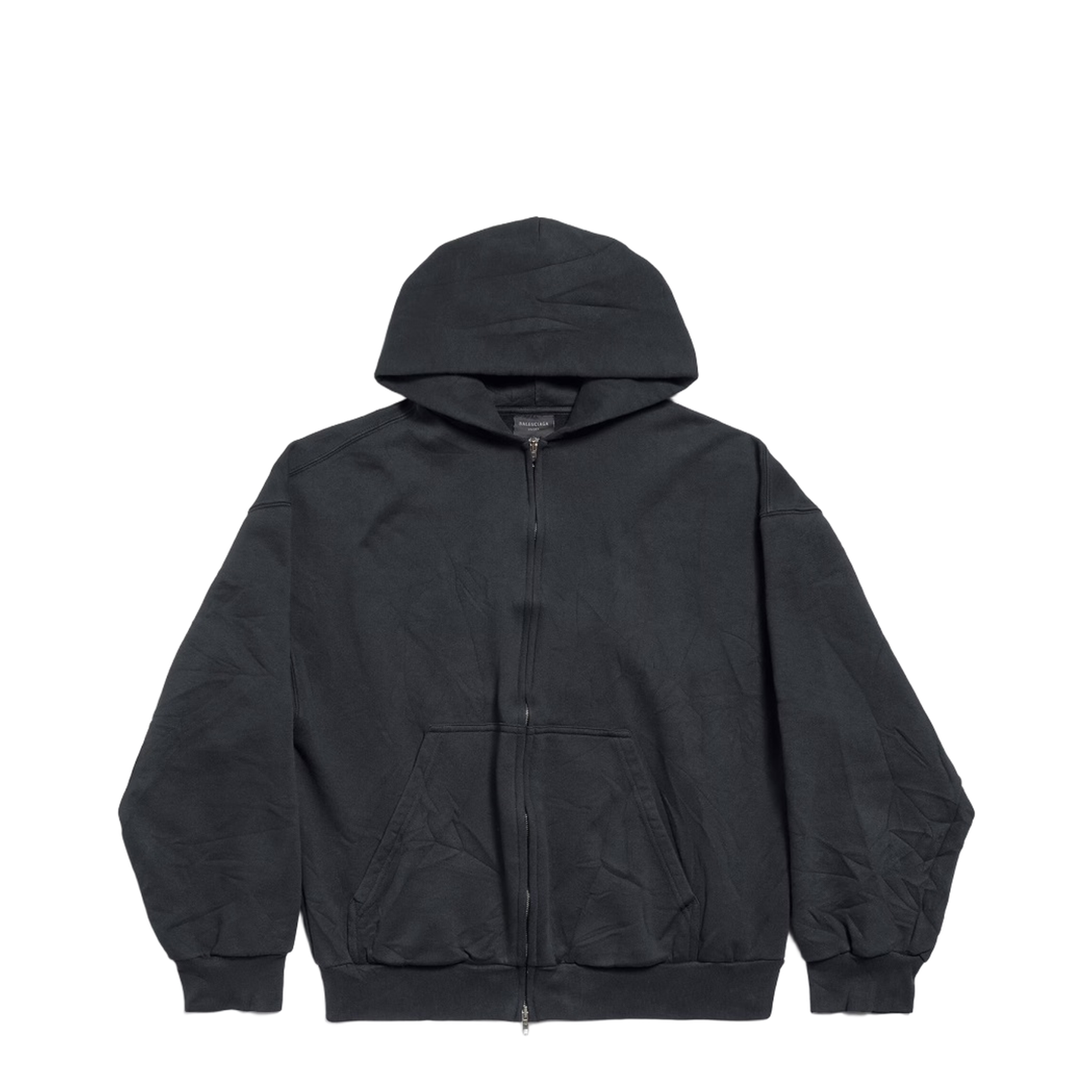 Flipped Uni Zip-up Hoodie Regular Fit in Black Faded