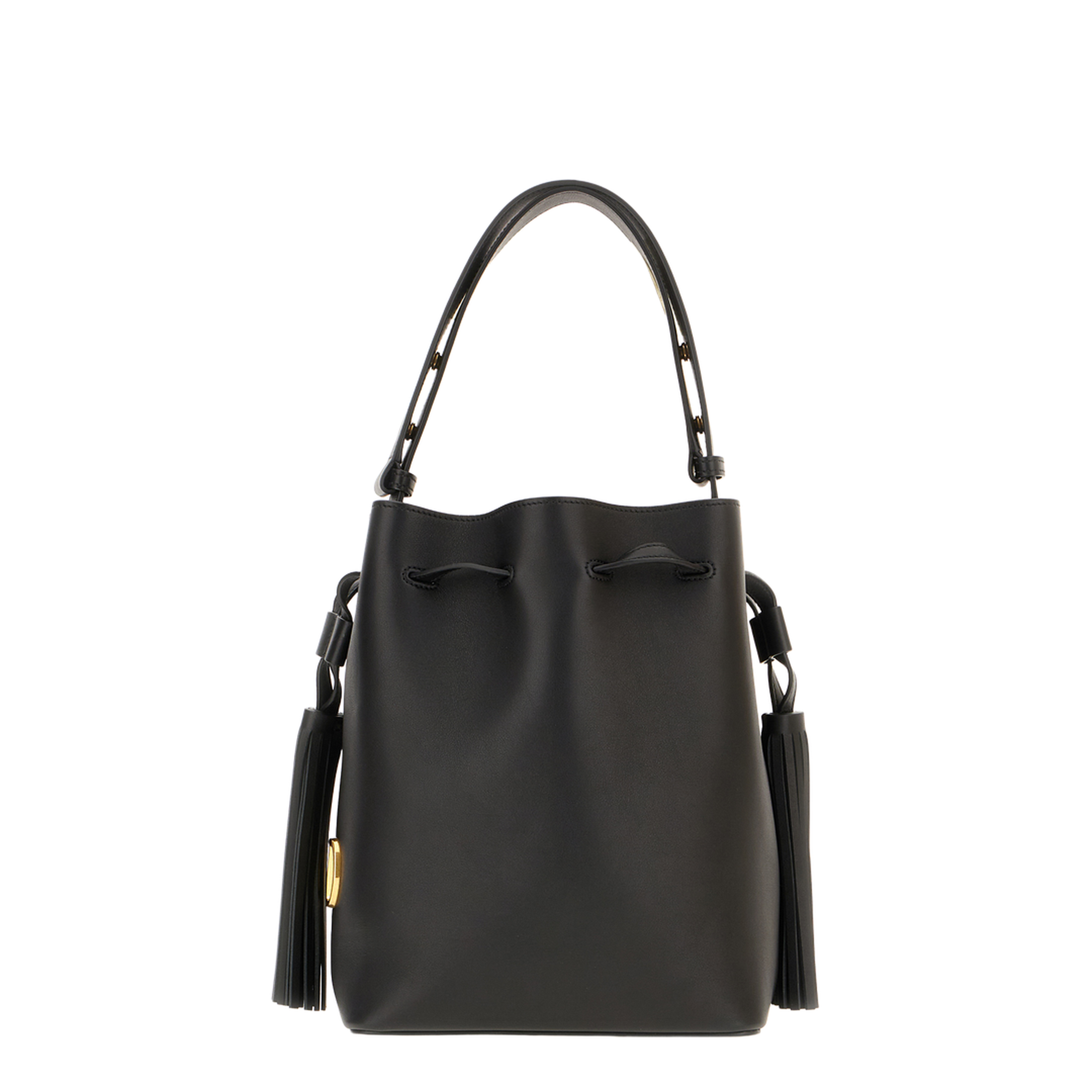 So Seau Leather Bucket Bag with Metal VLogo