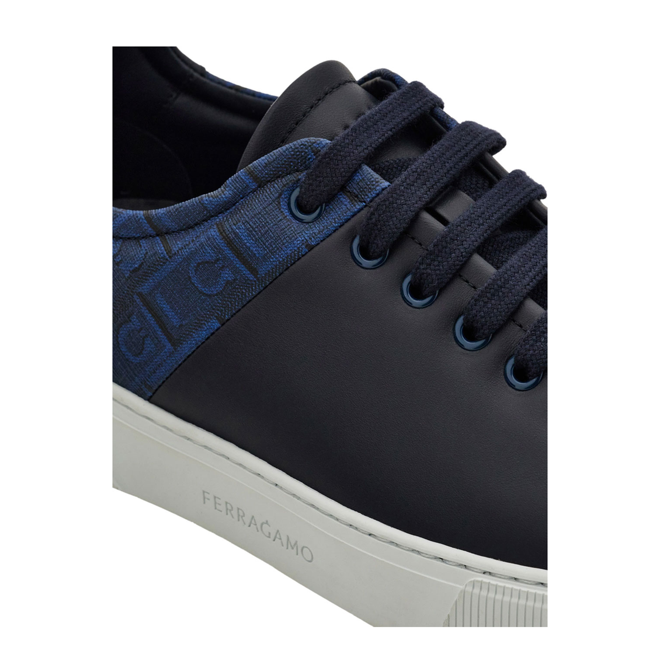 MAYFEYR - Ferragamo - Clayton Monogram Jacquard Leather Sneakers - 0297950789156