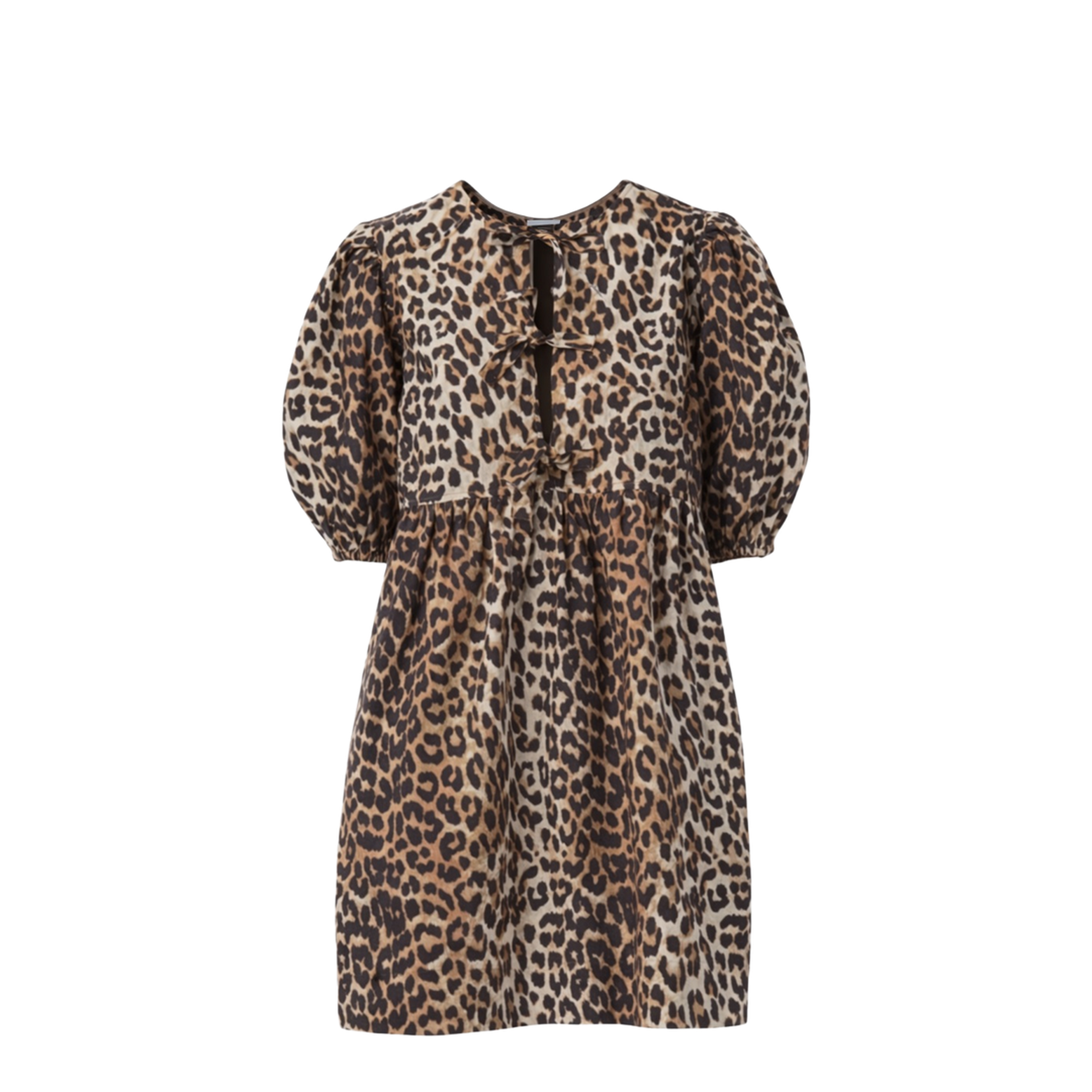 Printed Tie String Poplin Mini Dress