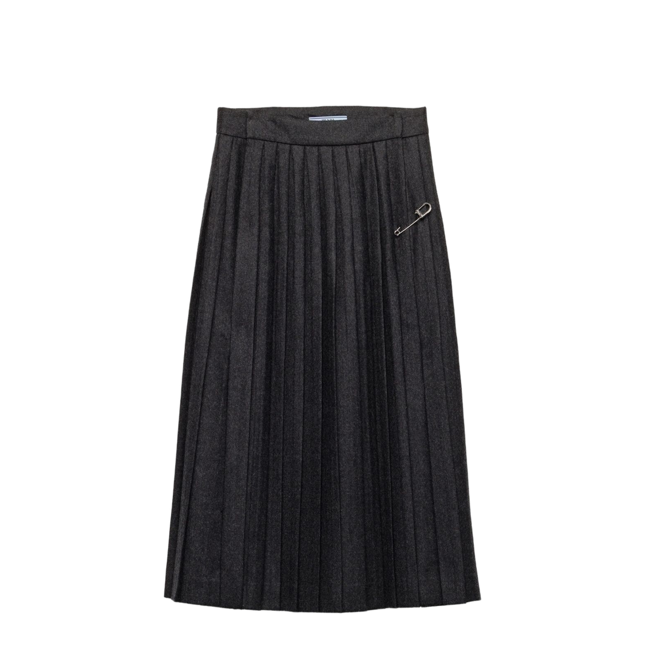 Pleated Wool Flannel Skirt