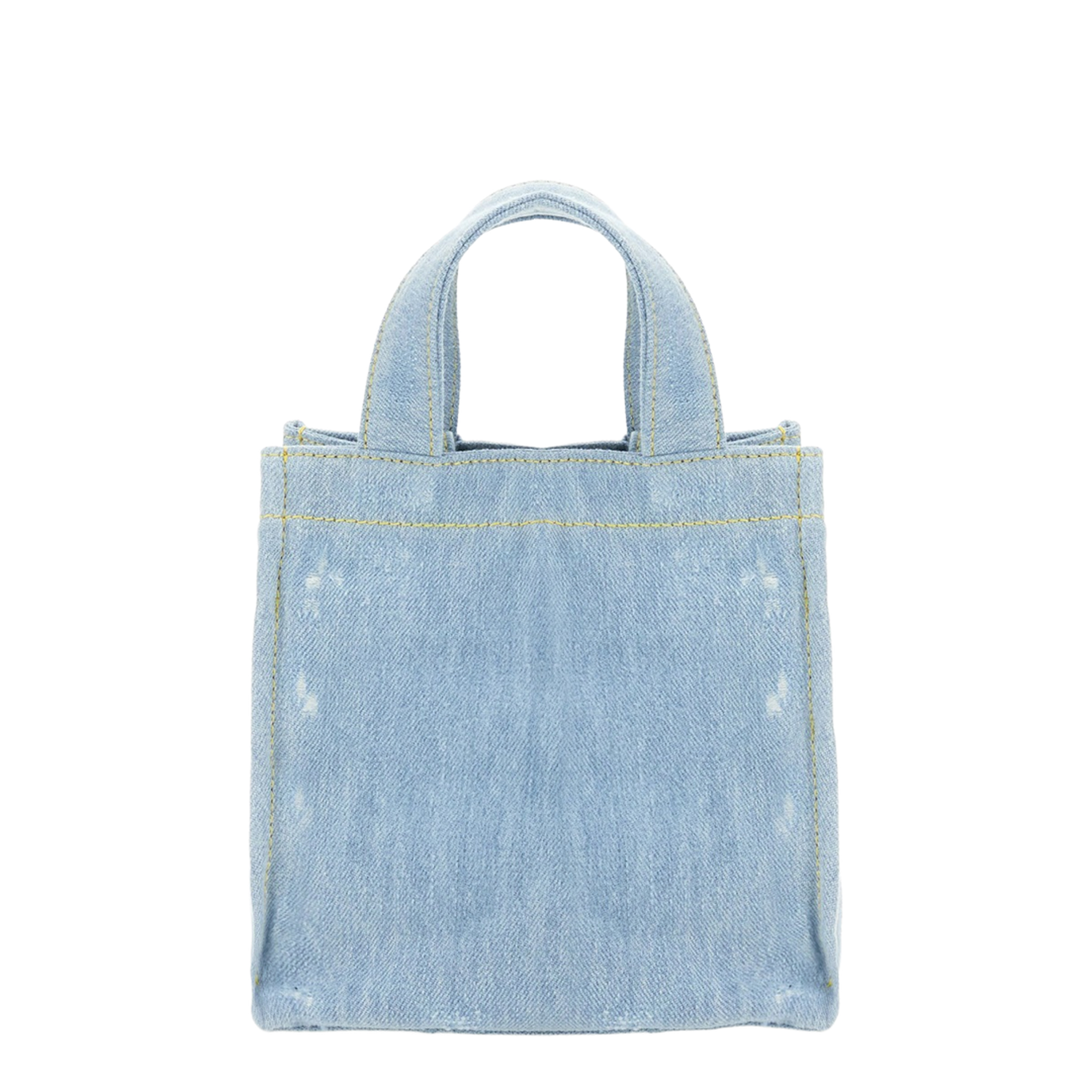 Mini Denim Shopper Bag With Logo