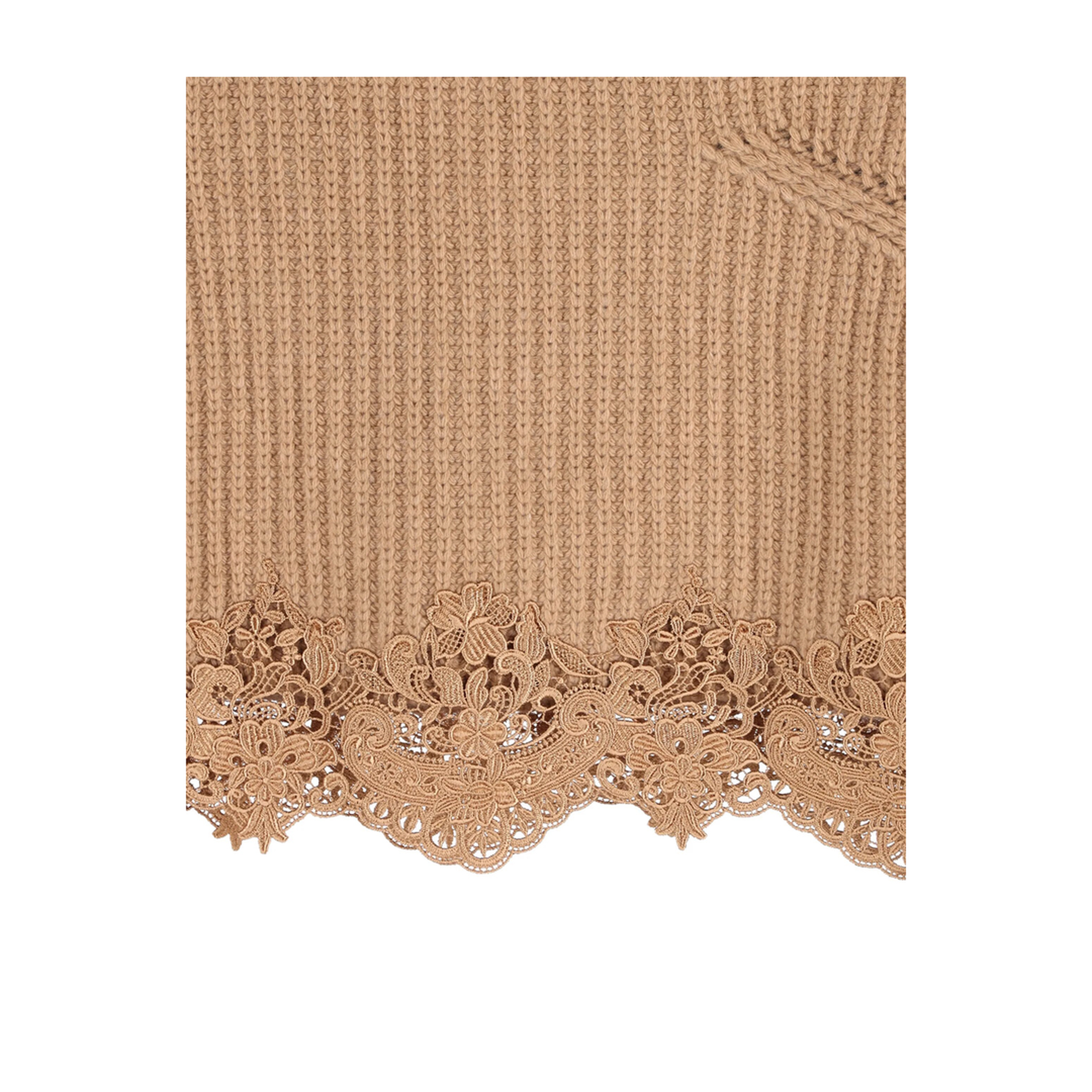 MAYFEYR - Chloè - Short Pullover With Turtleneck In Wool And Cashmere With Lace - CH26AMP18715