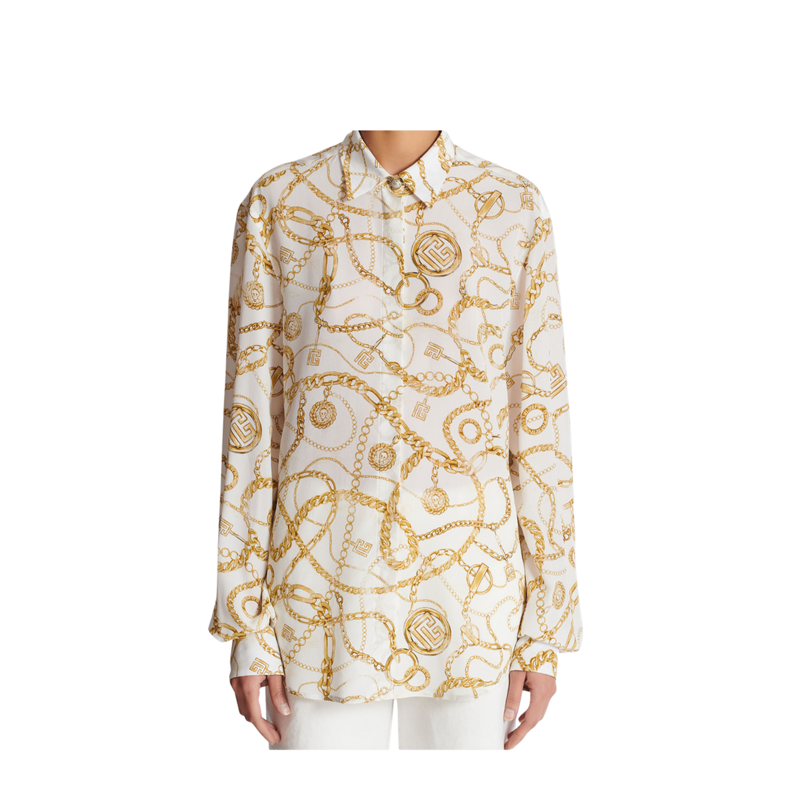 Printed Silk Shirt with Chains Pattern