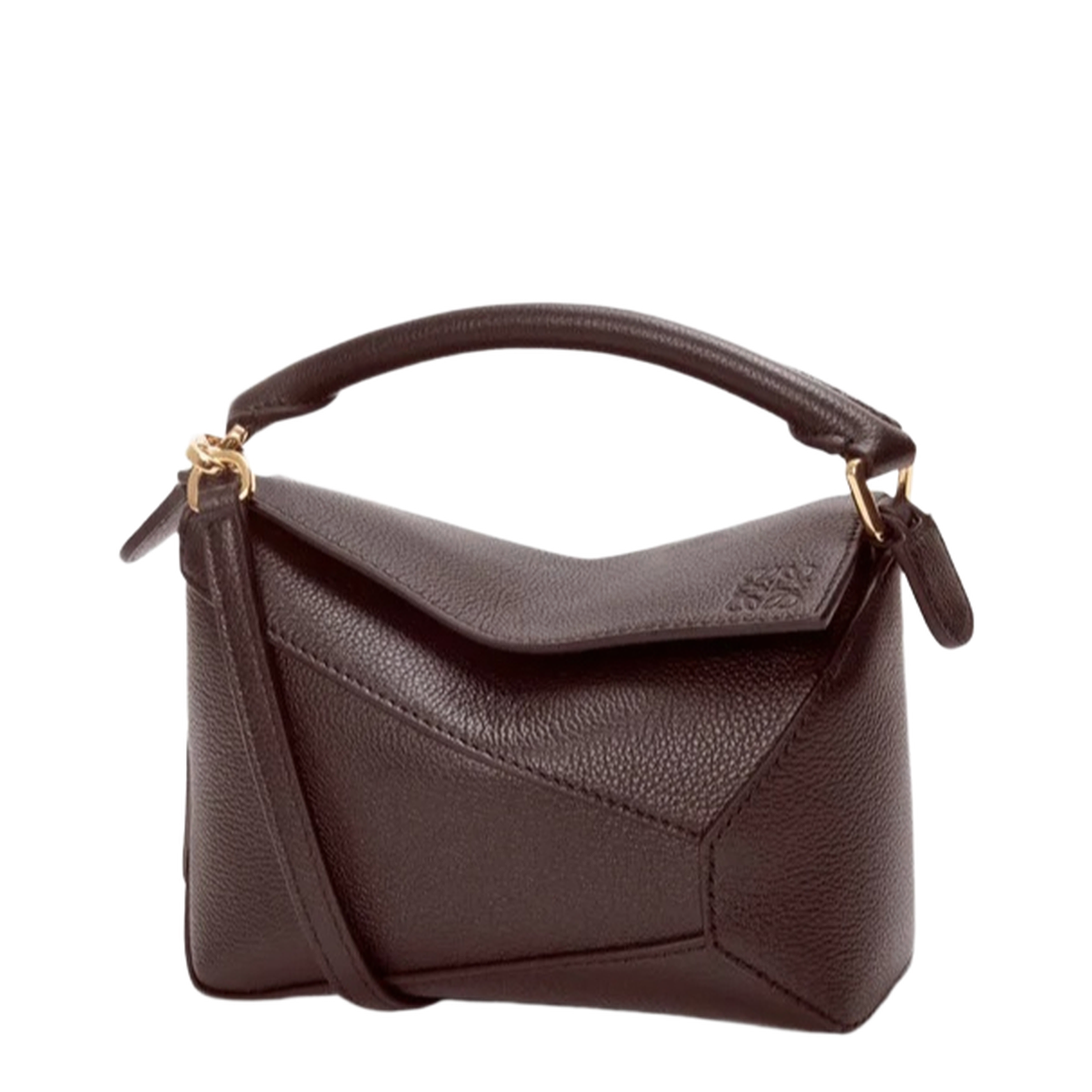 Black Puzzle Edge Mini Leather Handbag